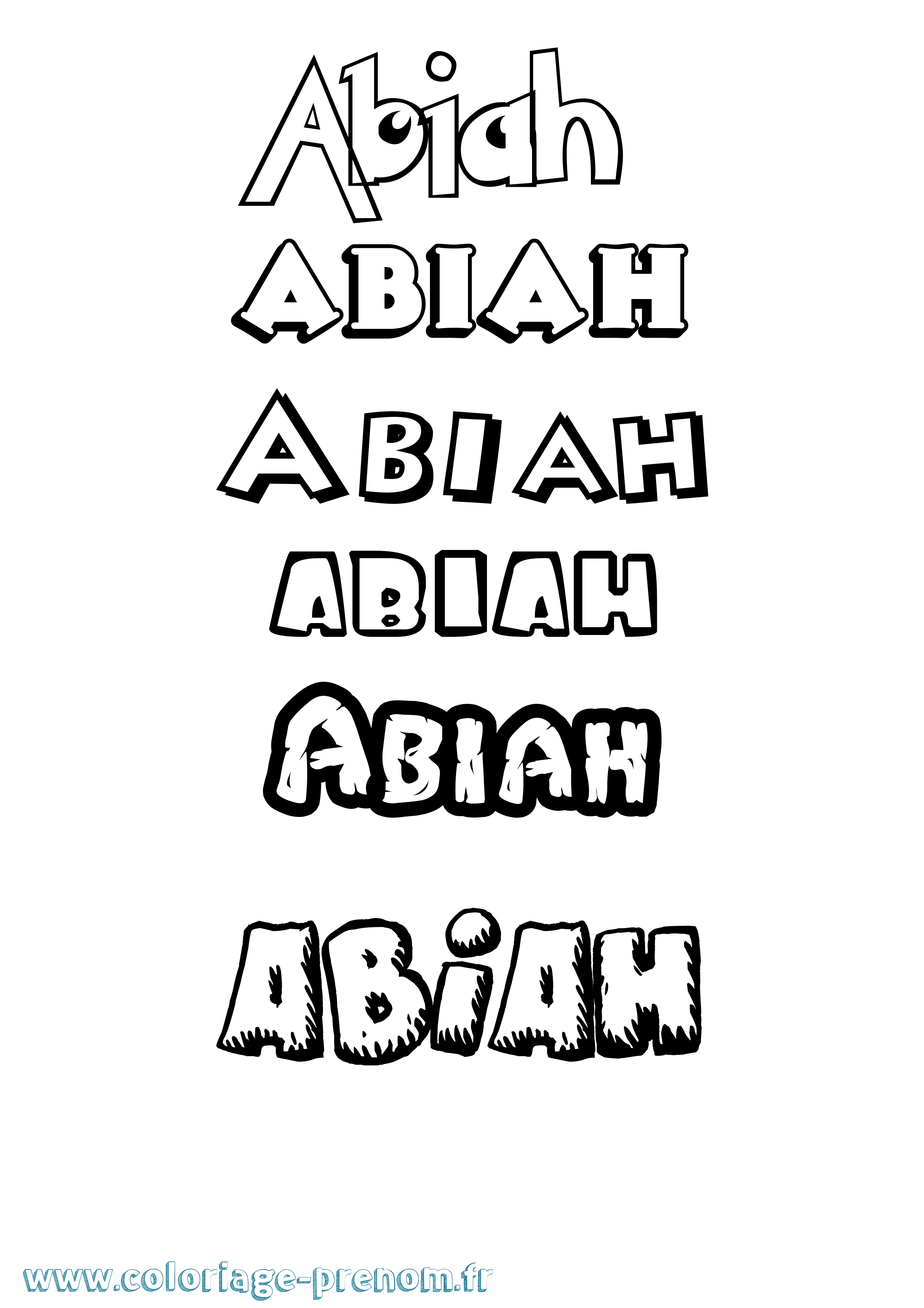 Coloriage prénom Abiah Dessin Animé