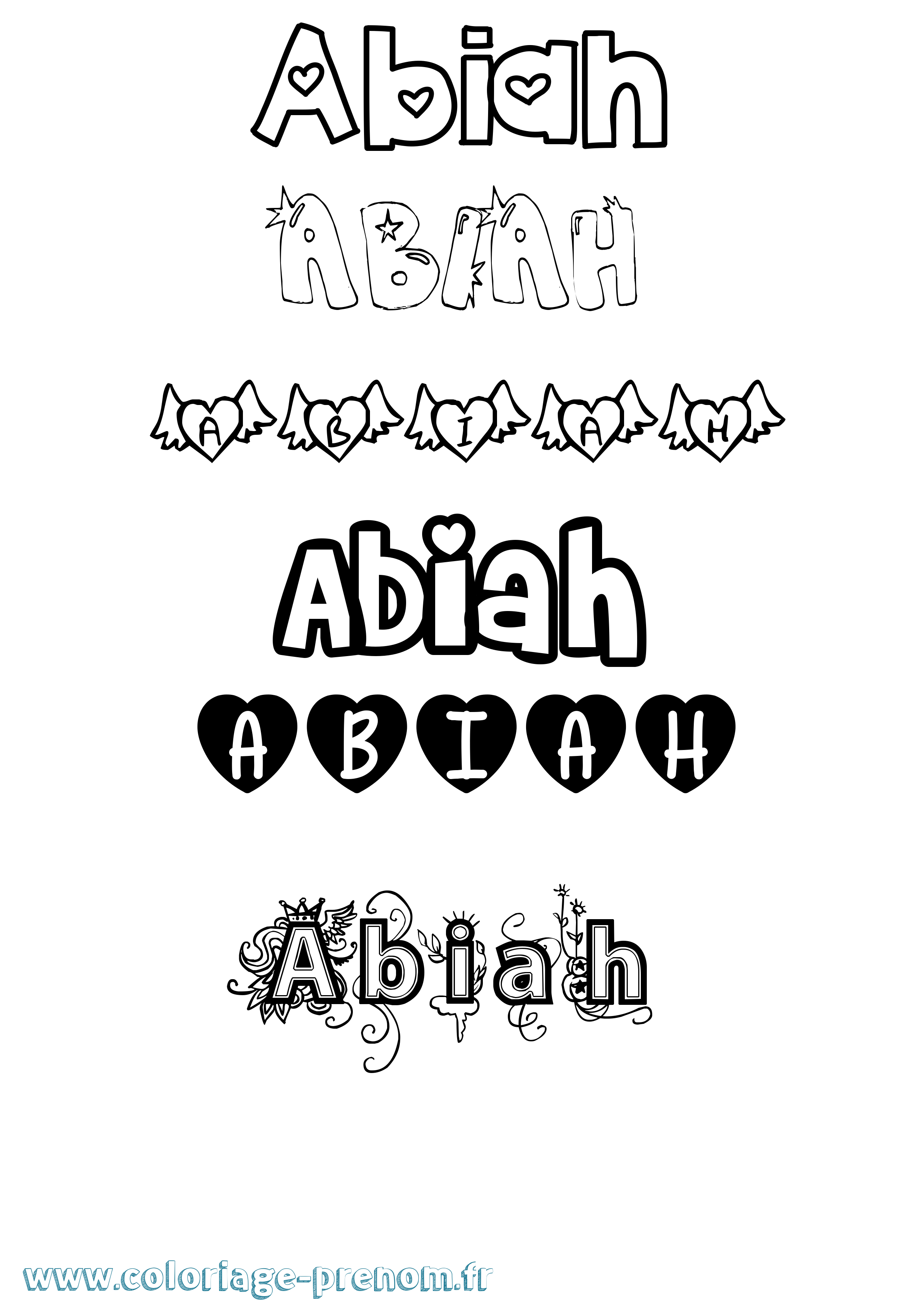 Coloriage prénom Abiah Girly