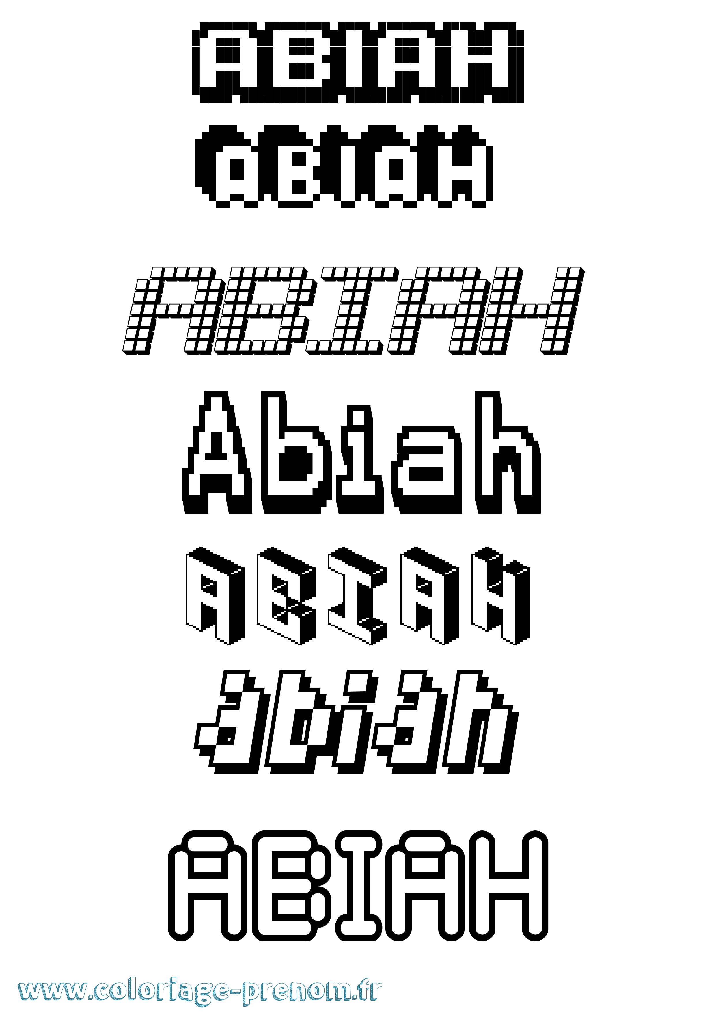 Coloriage prénom Abiah Pixel