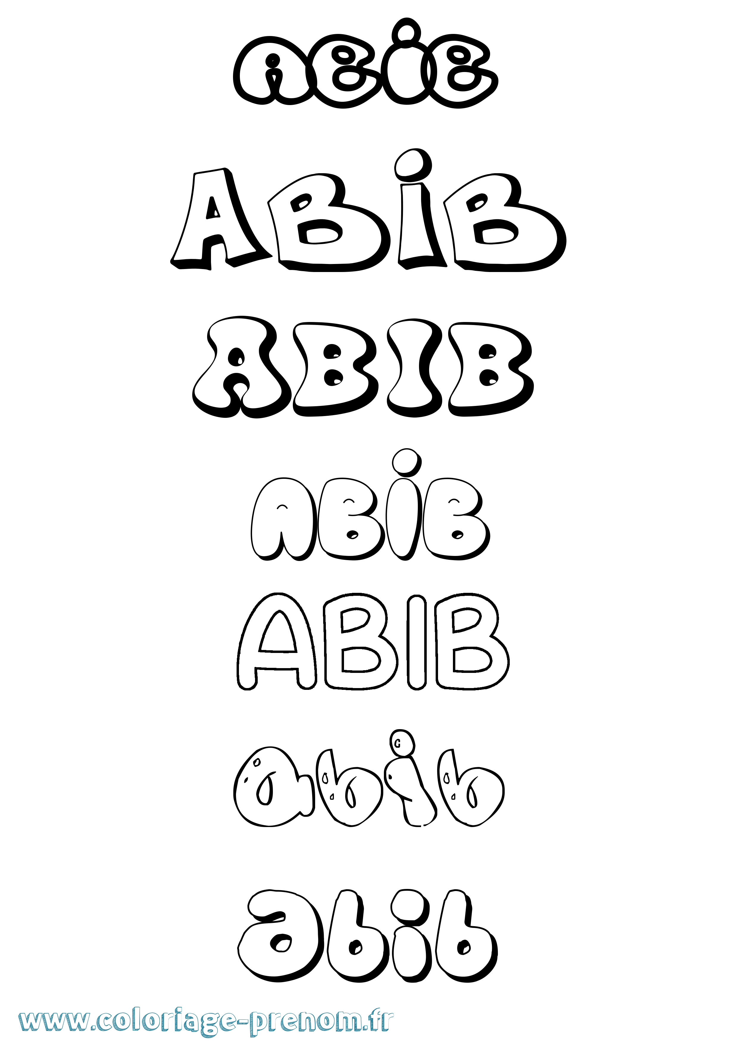 Coloriage prénom Abib Bubble