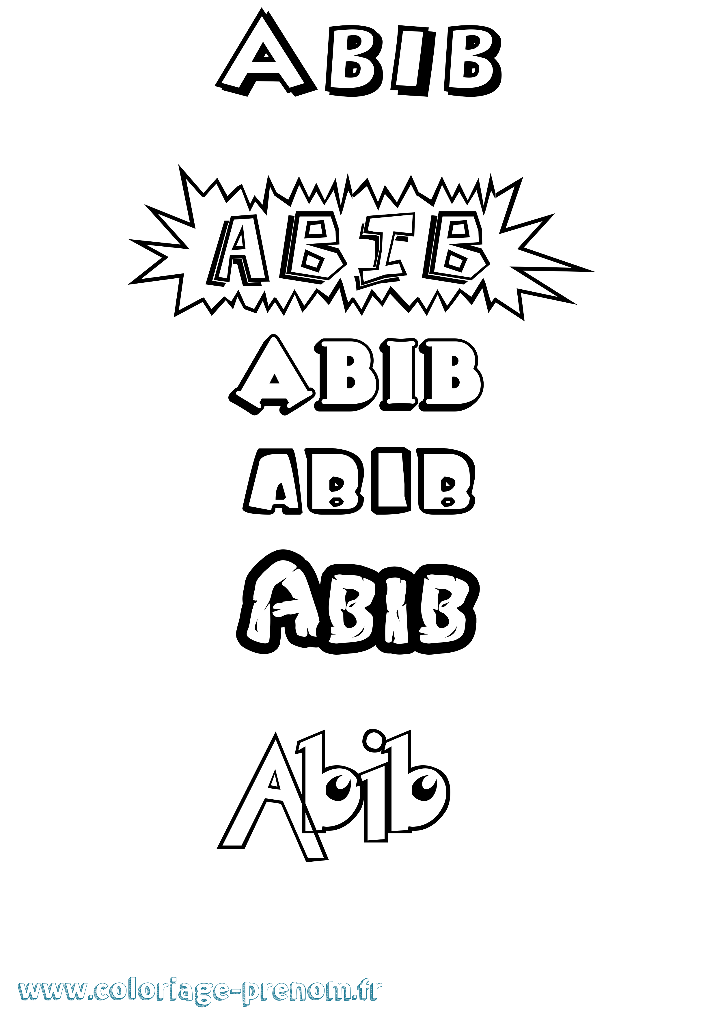 Coloriage prénom Abib Dessin Animé