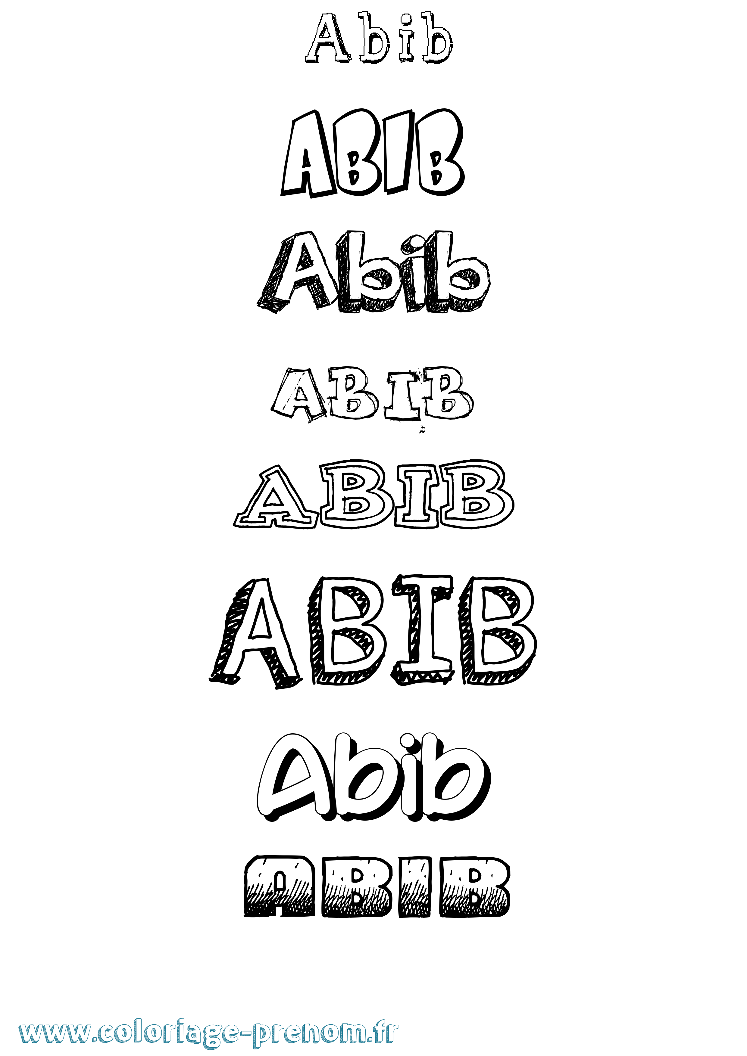 Coloriage prénom Abib Dessiné