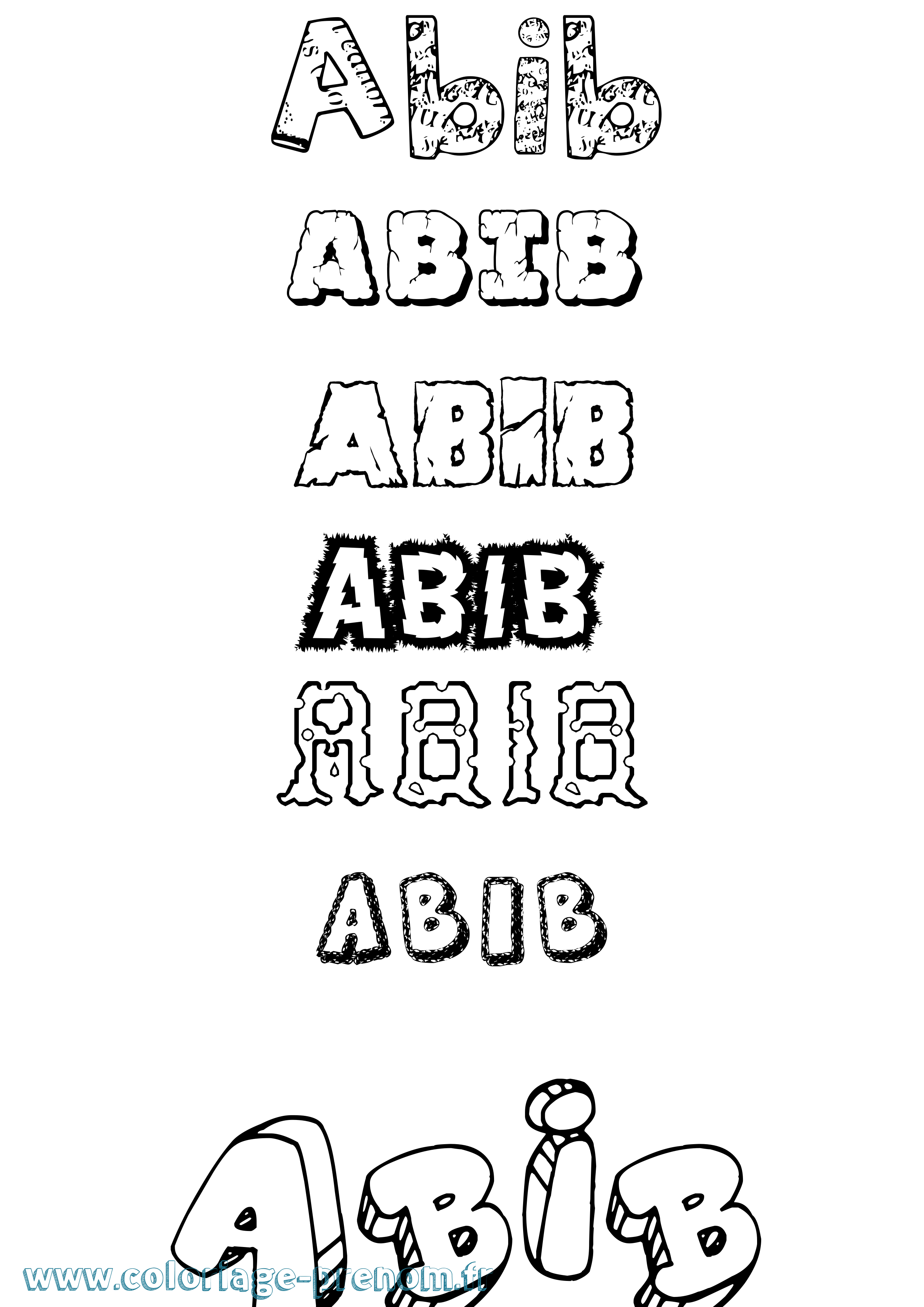 Coloriage prénom Abib Destructuré