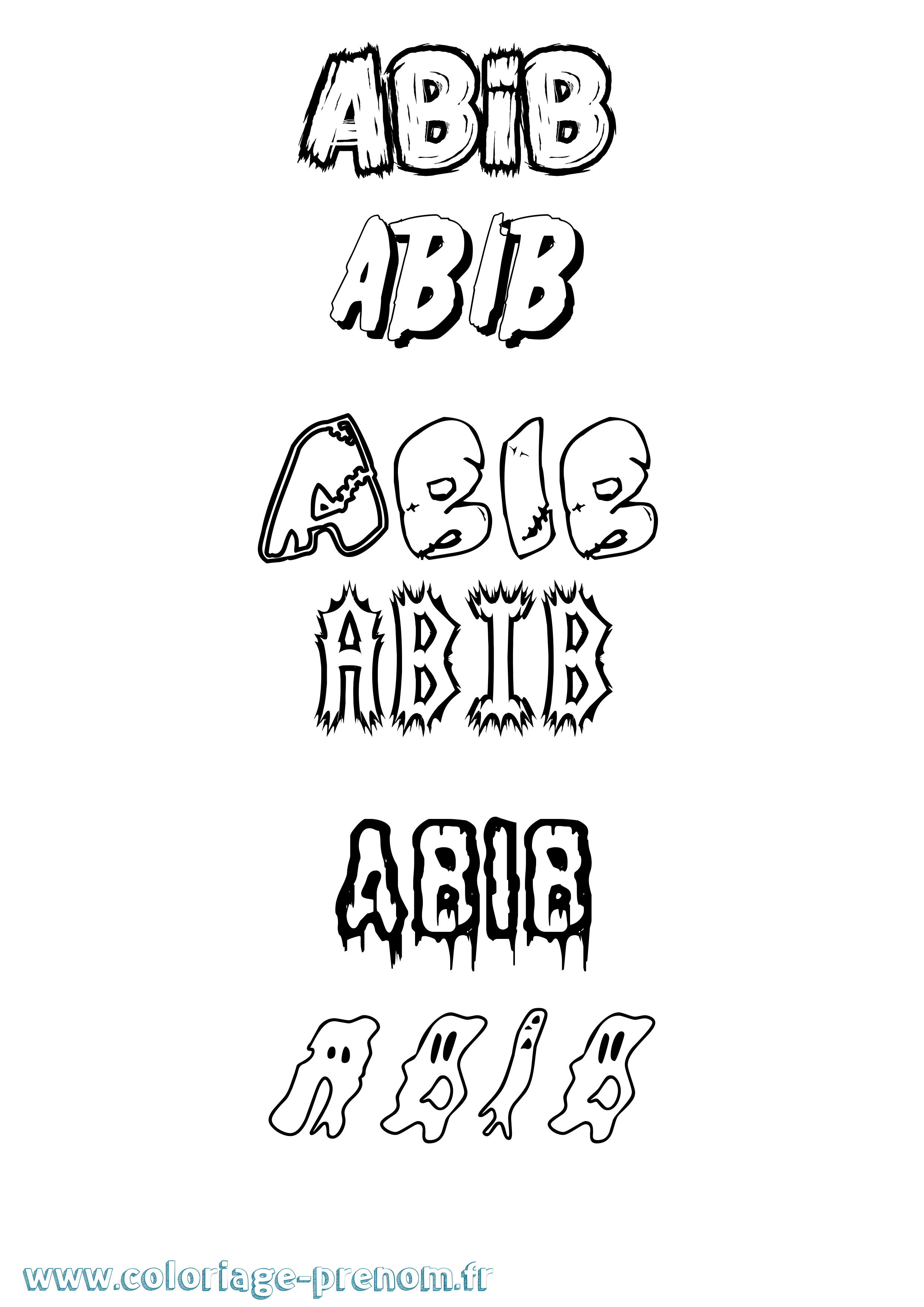 Coloriage prénom Abib Frisson
