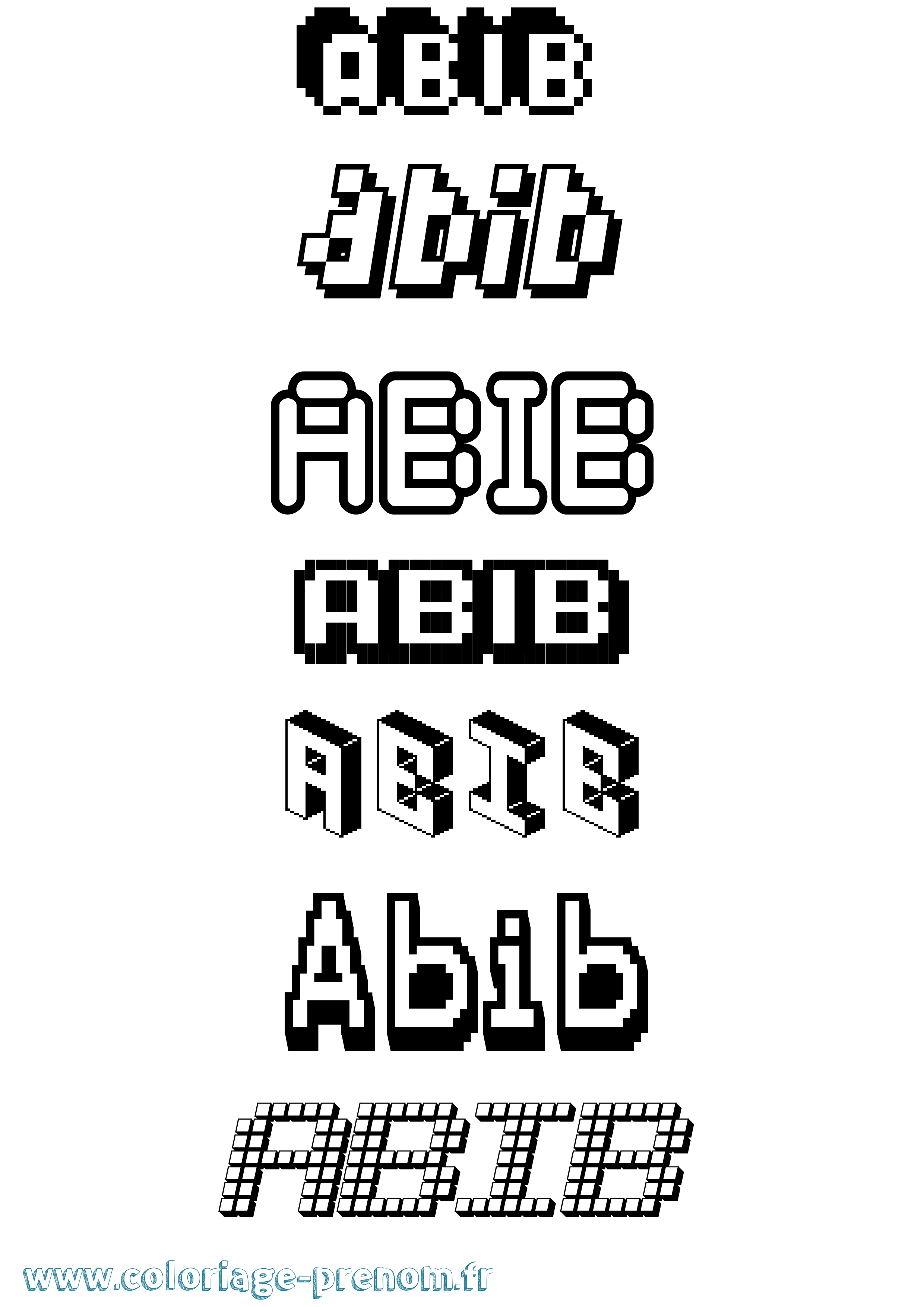 Coloriage prénom Abib Pixel