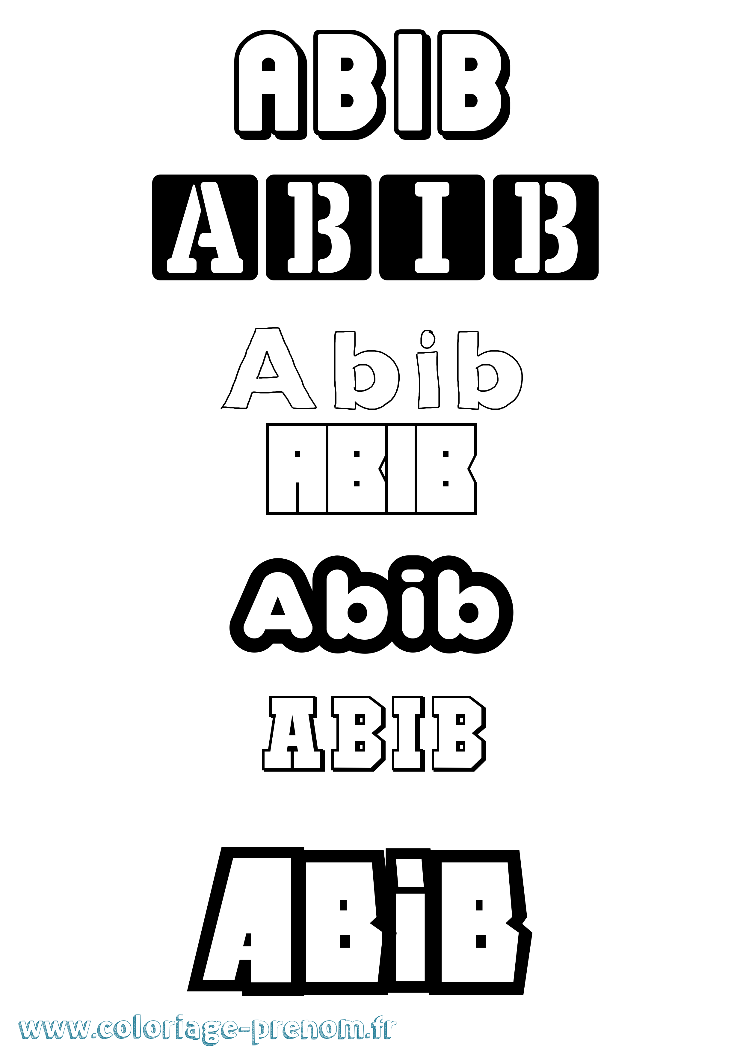 Coloriage prénom Abib Simple