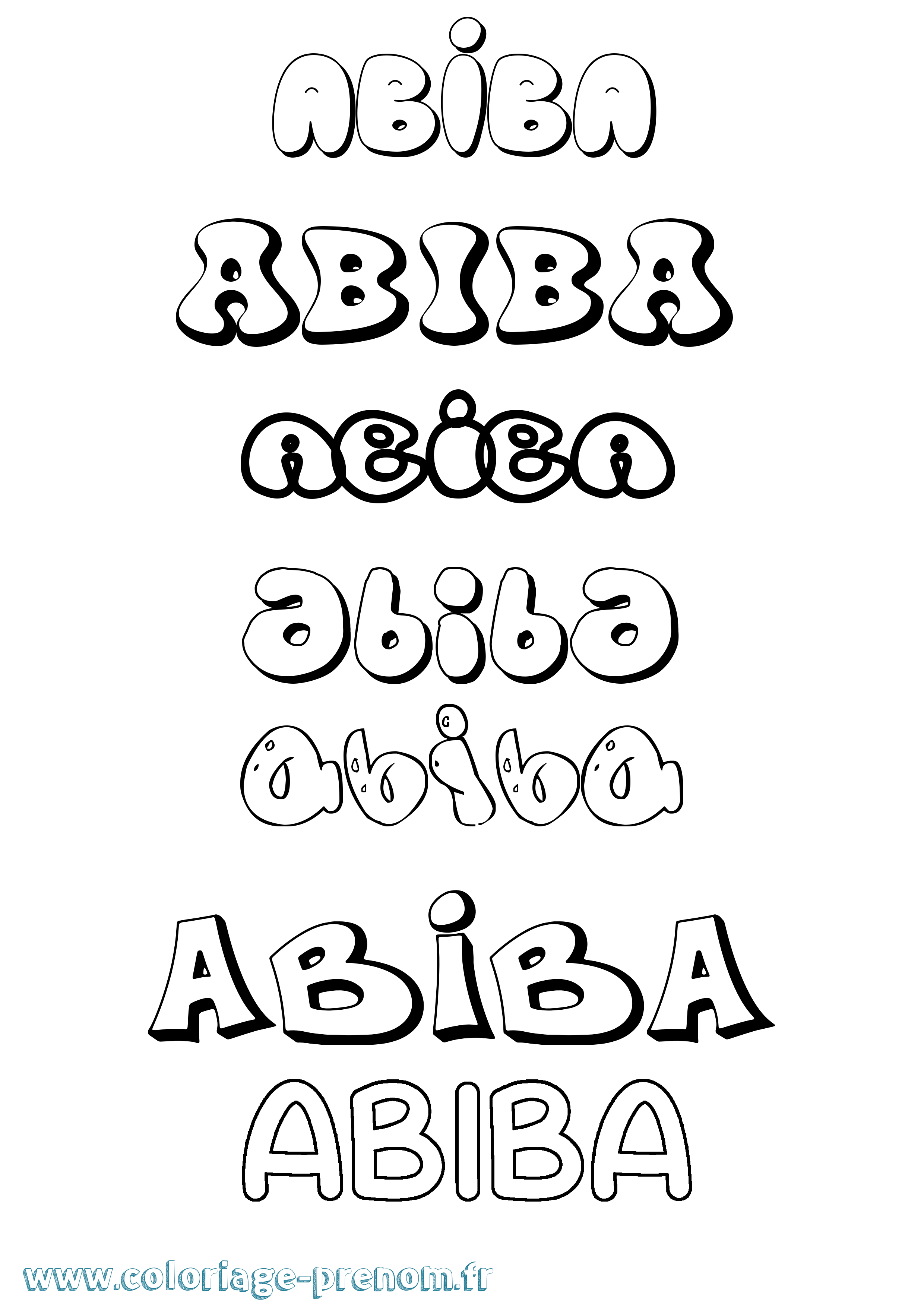 Coloriage prénom Abiba Bubble