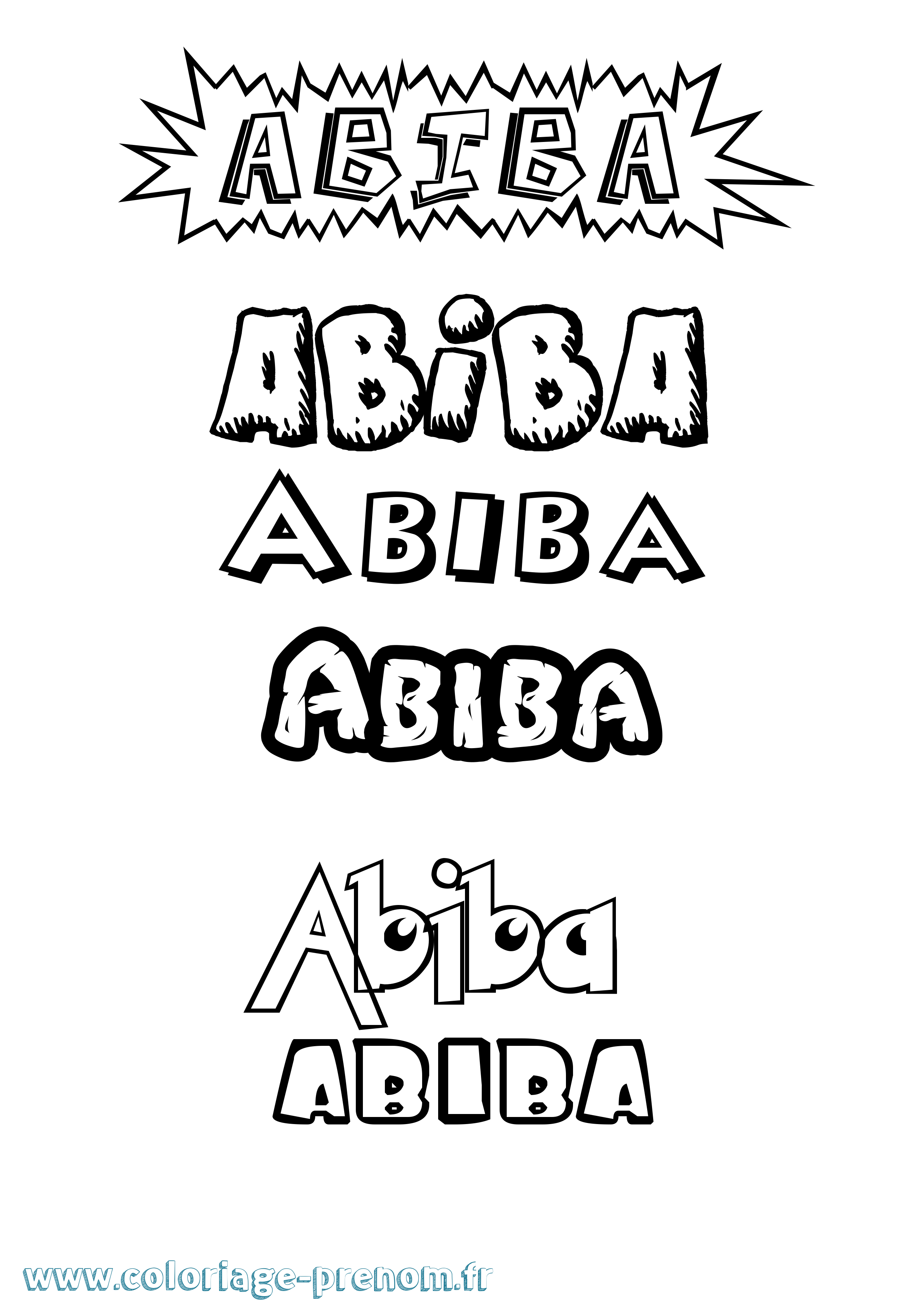 Coloriage prénom Abiba Dessin Animé