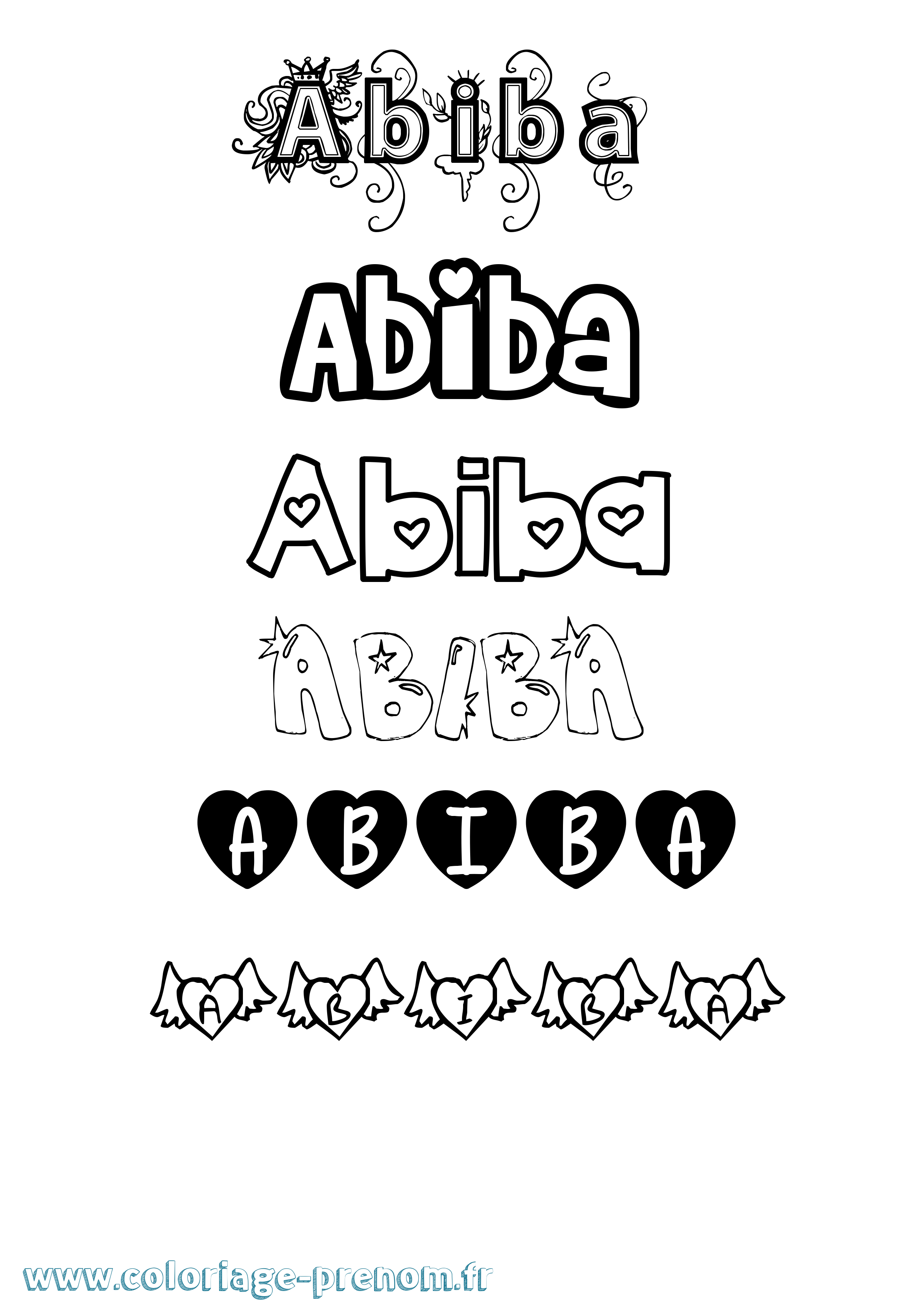 Coloriage prénom Abiba Girly