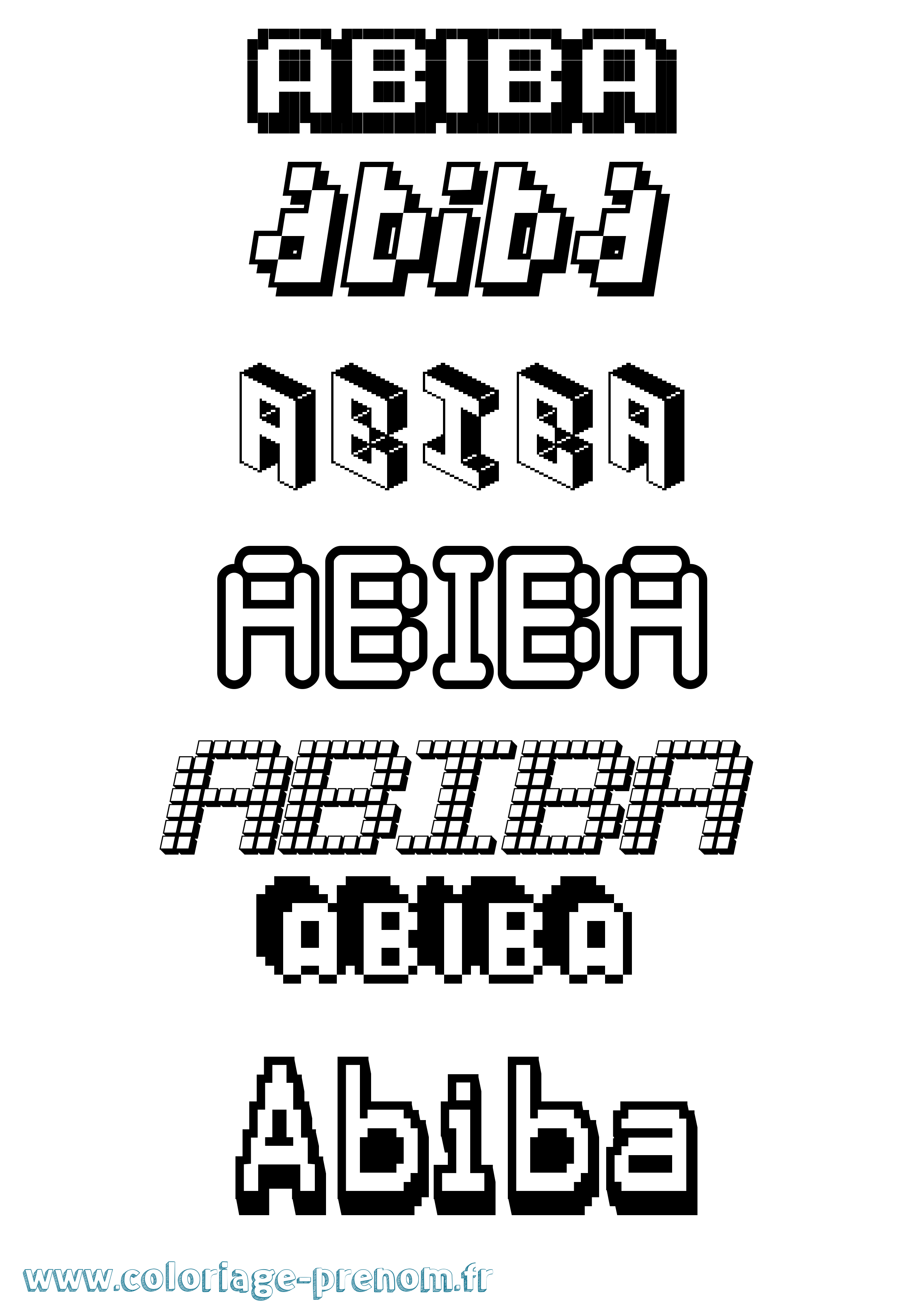 Coloriage prénom Abiba Pixel