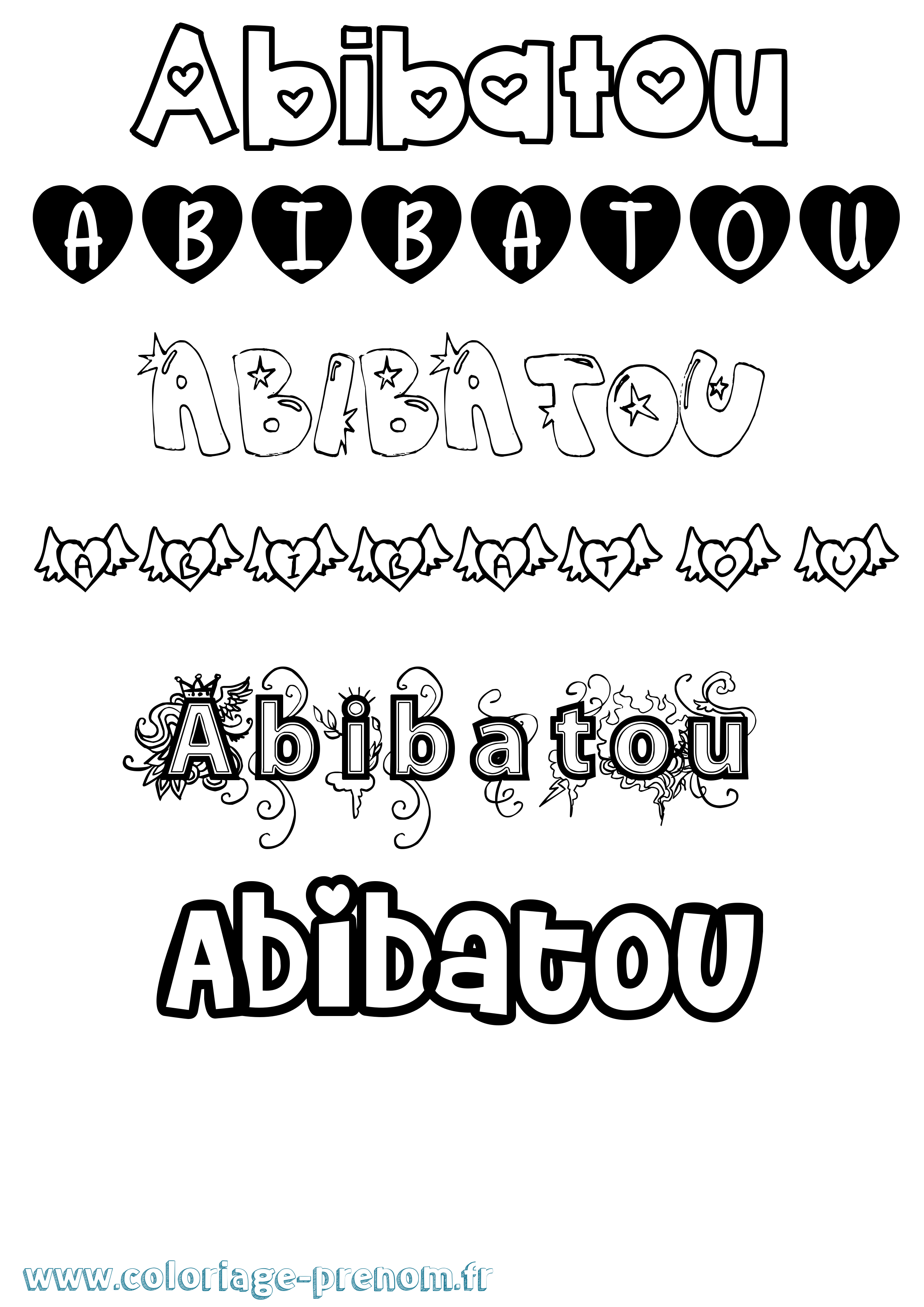 Coloriage prénom Abibatou Girly