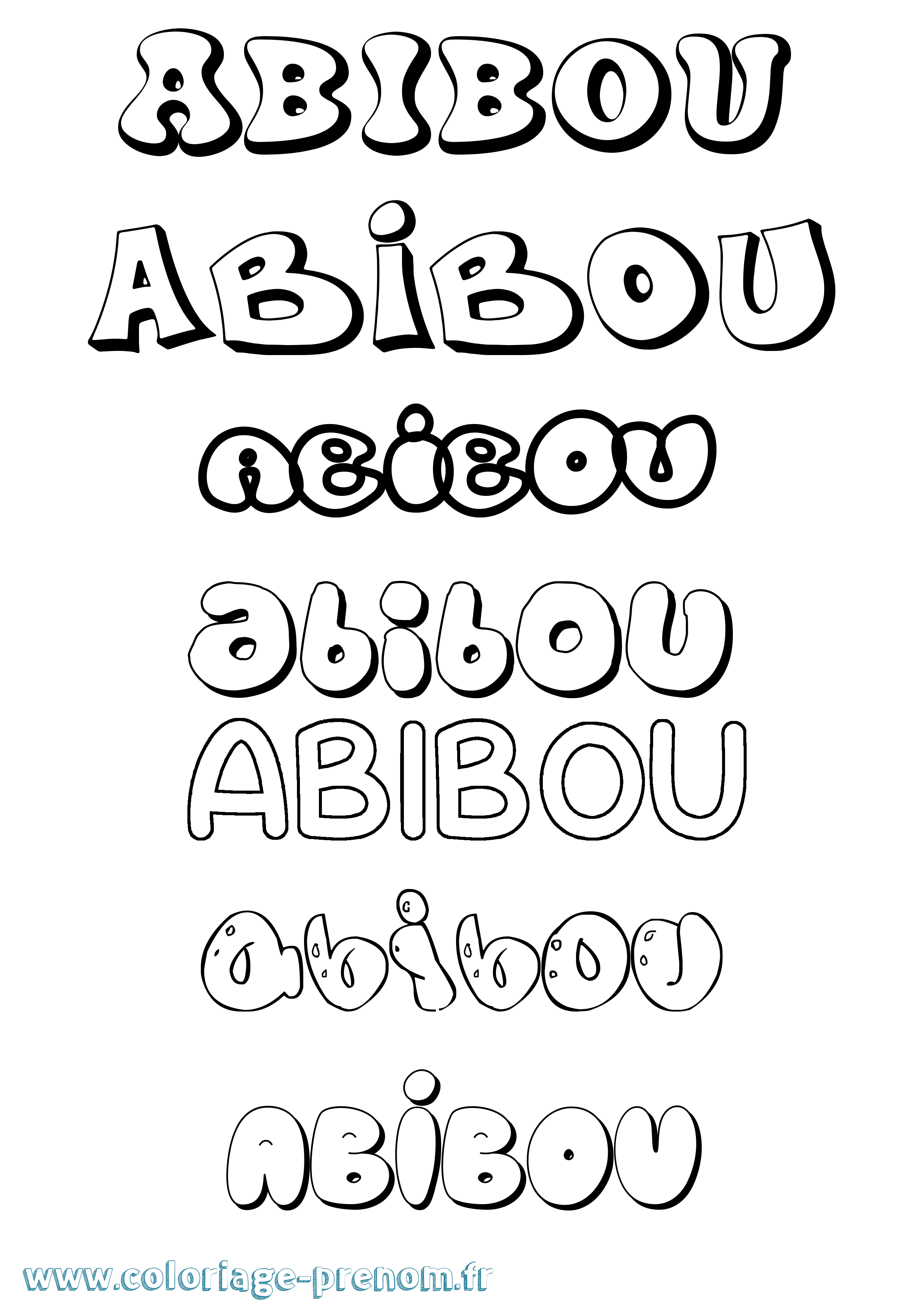 Coloriage Abibou Bubble Coloriage prénom Abibou Bubble