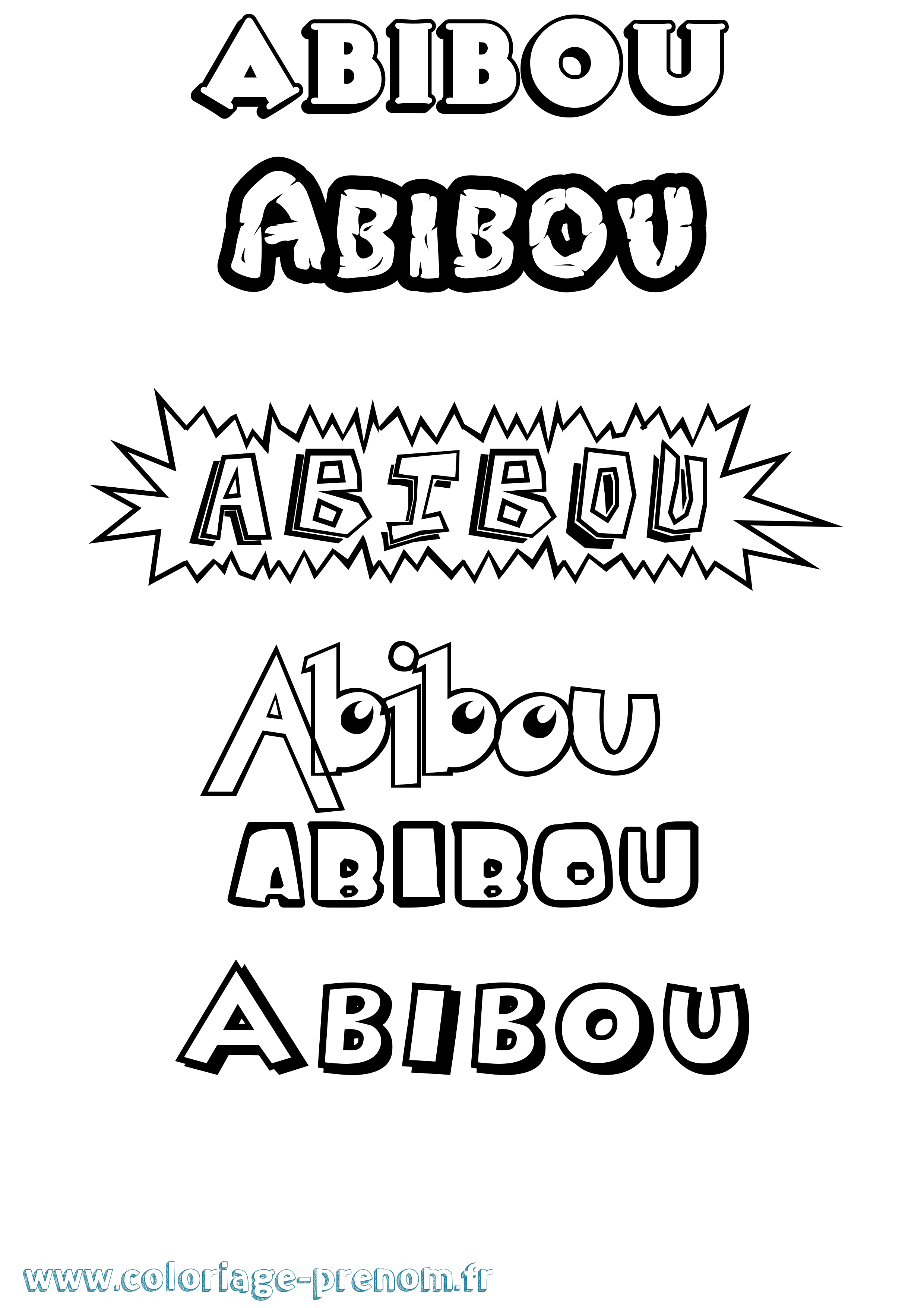 Coloriage Abibou Dessin Animé Coloriage prénom Abibou Dessin Animé