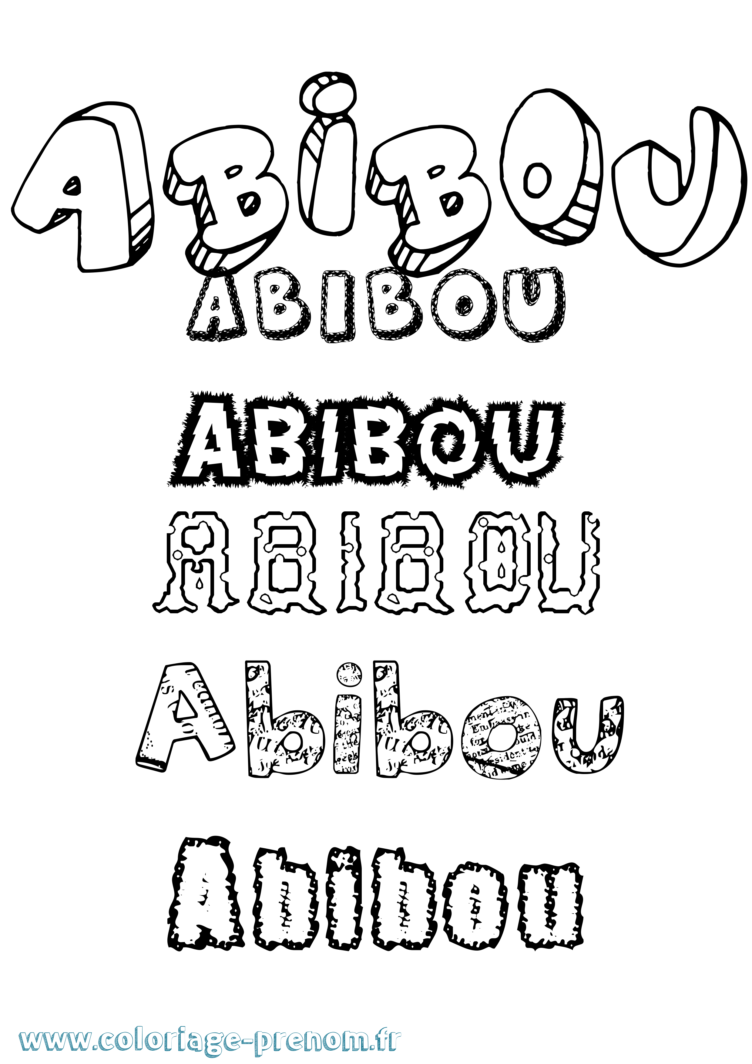 Coloriage Abibou Destructuré Coloriage prénom Abibou Destructuré