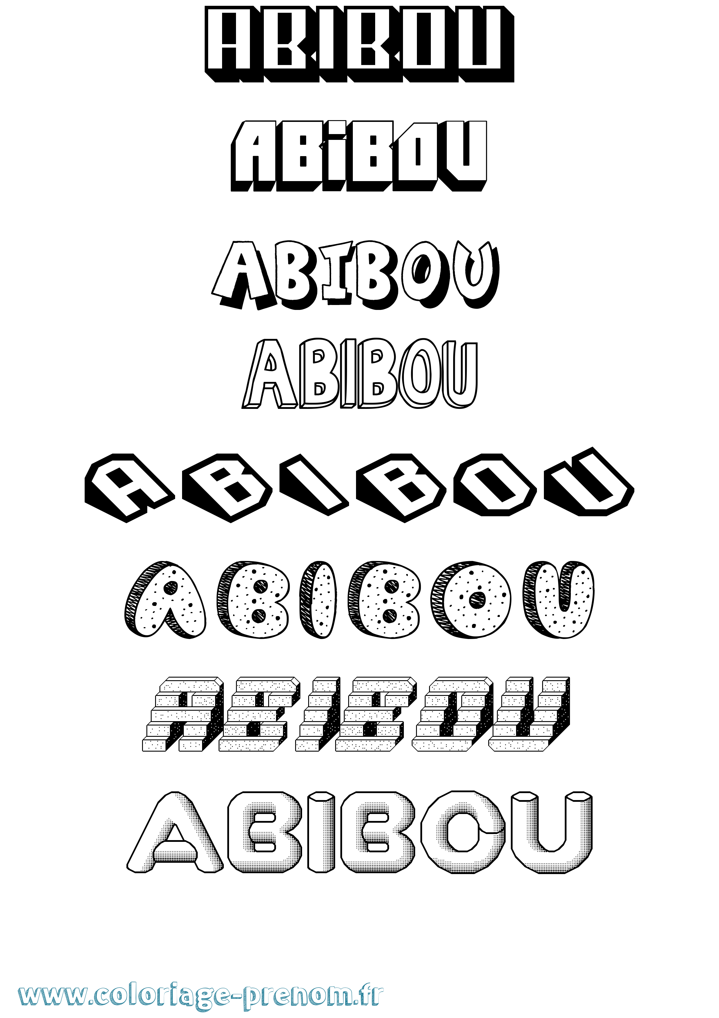 Coloriage Abibou Effet 3D Coloriage prénom Abibou Effet 3D