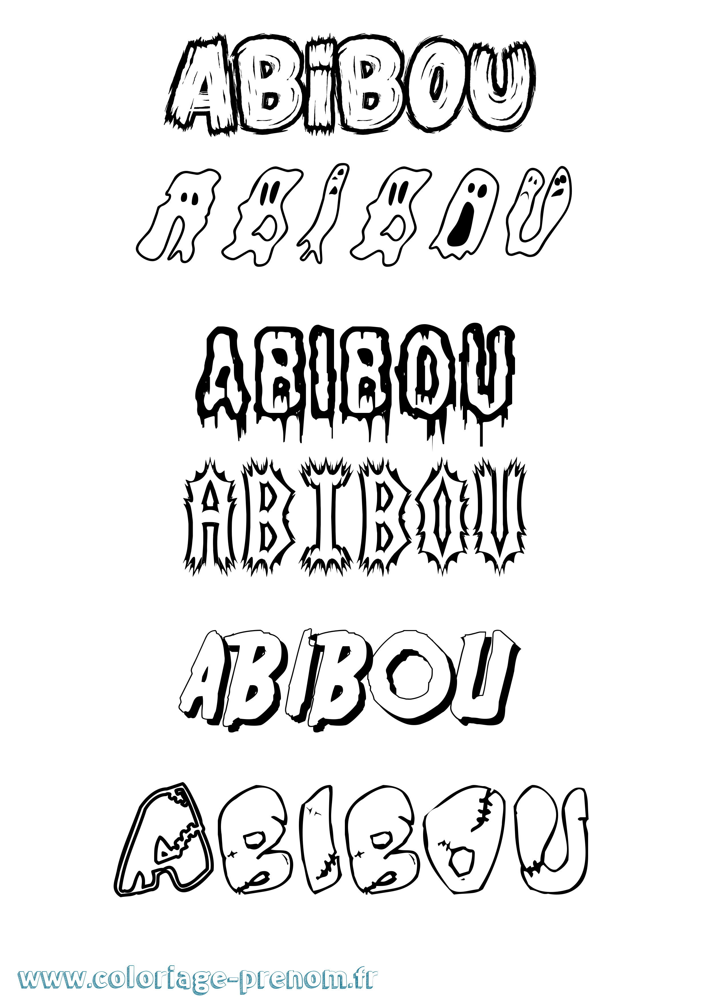 Coloriage Abibou Frisson Coloriage prénom Abibou Frisson