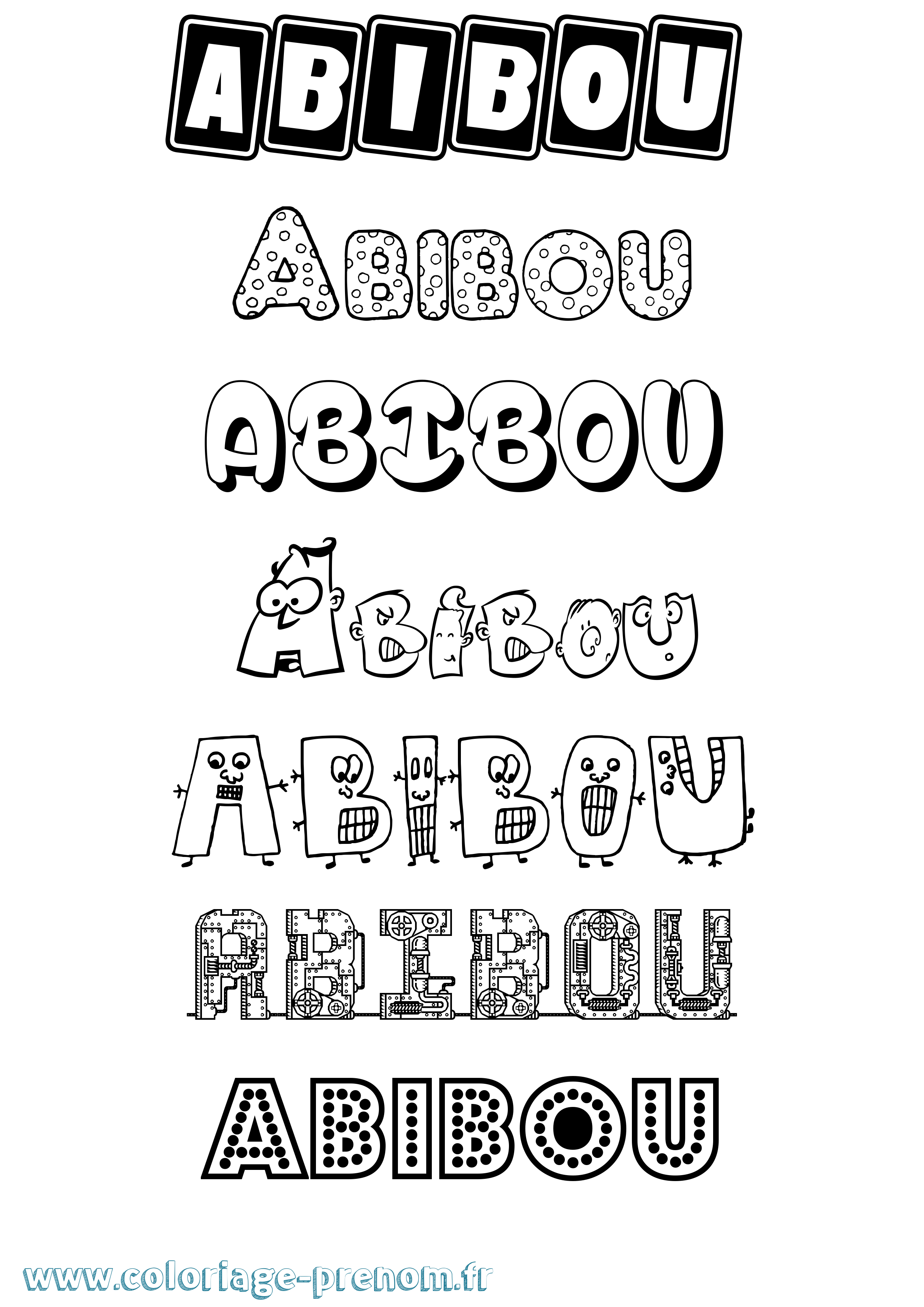 Coloriage Abibou Fun Coloriage prénom Abibou Fun