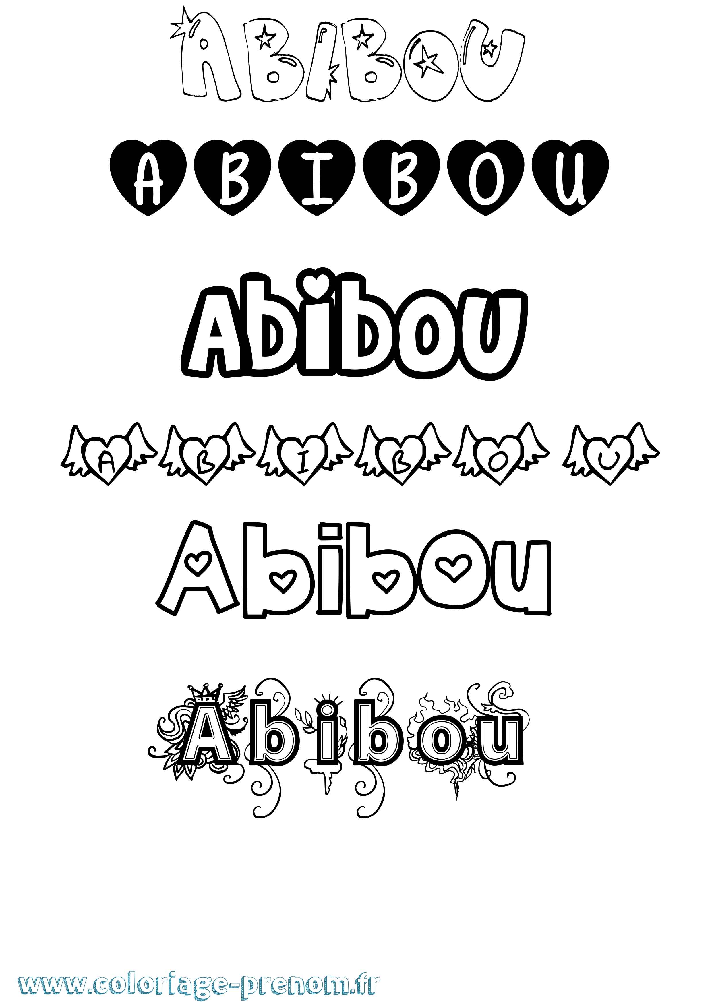 Coloriage Abibou Girly Coloriage prénom Abibou Girly