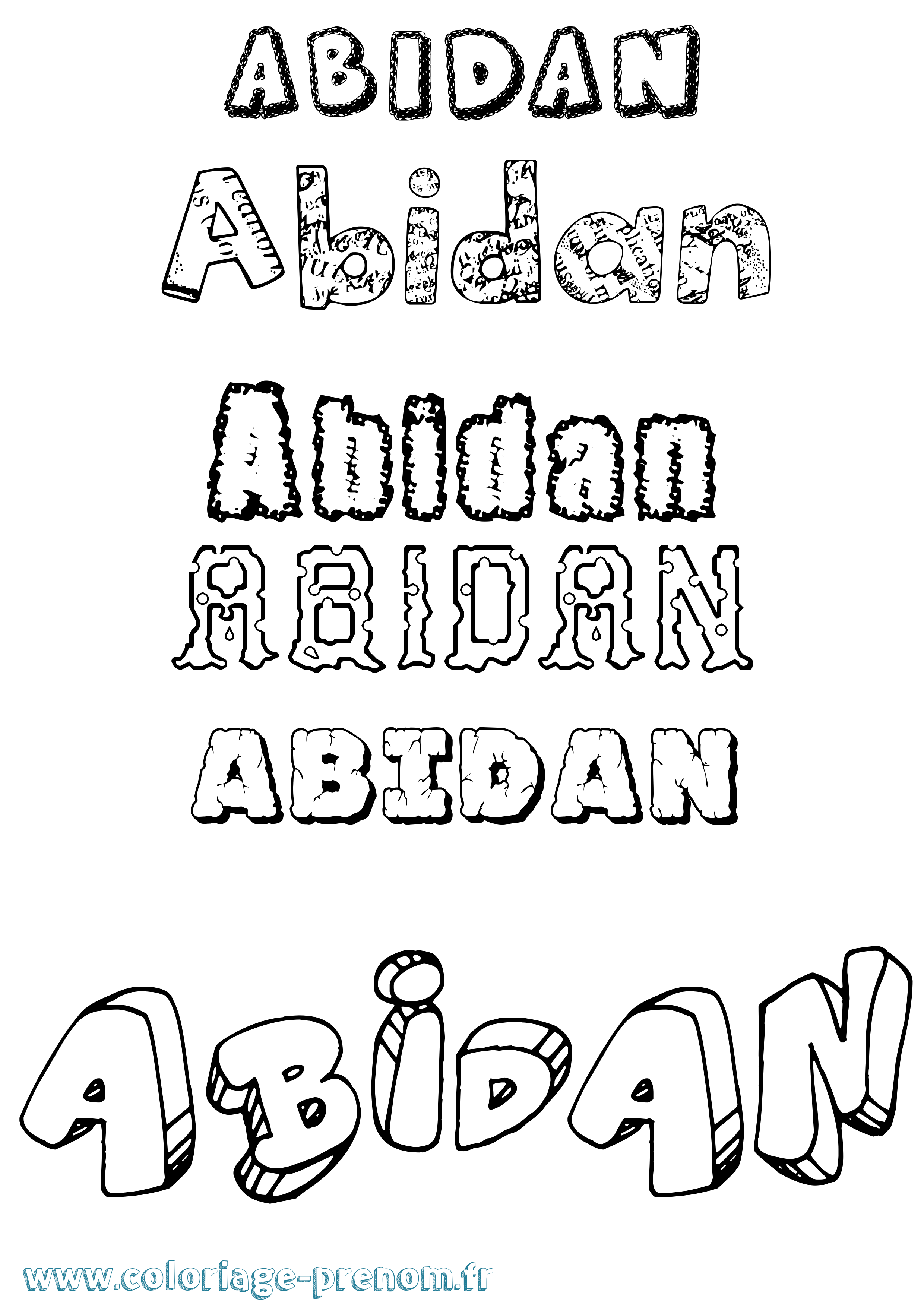 Coloriage prénom Abidan Destructuré