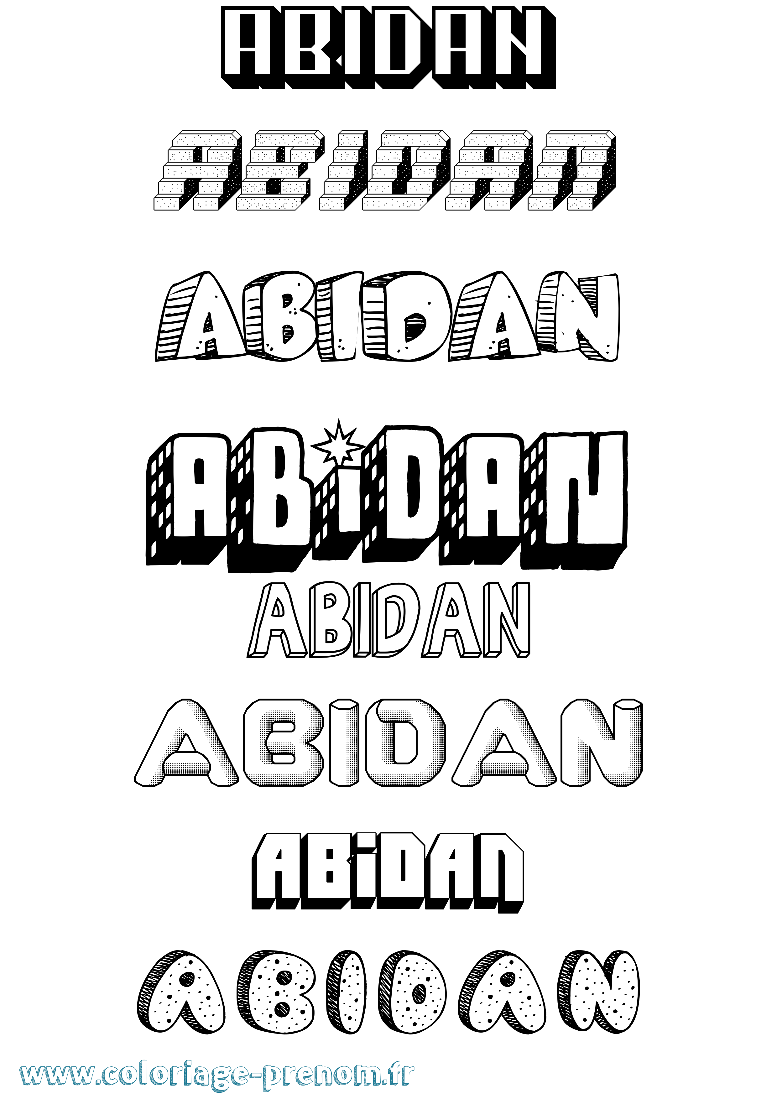 Coloriage prénom Abidan Effet 3D