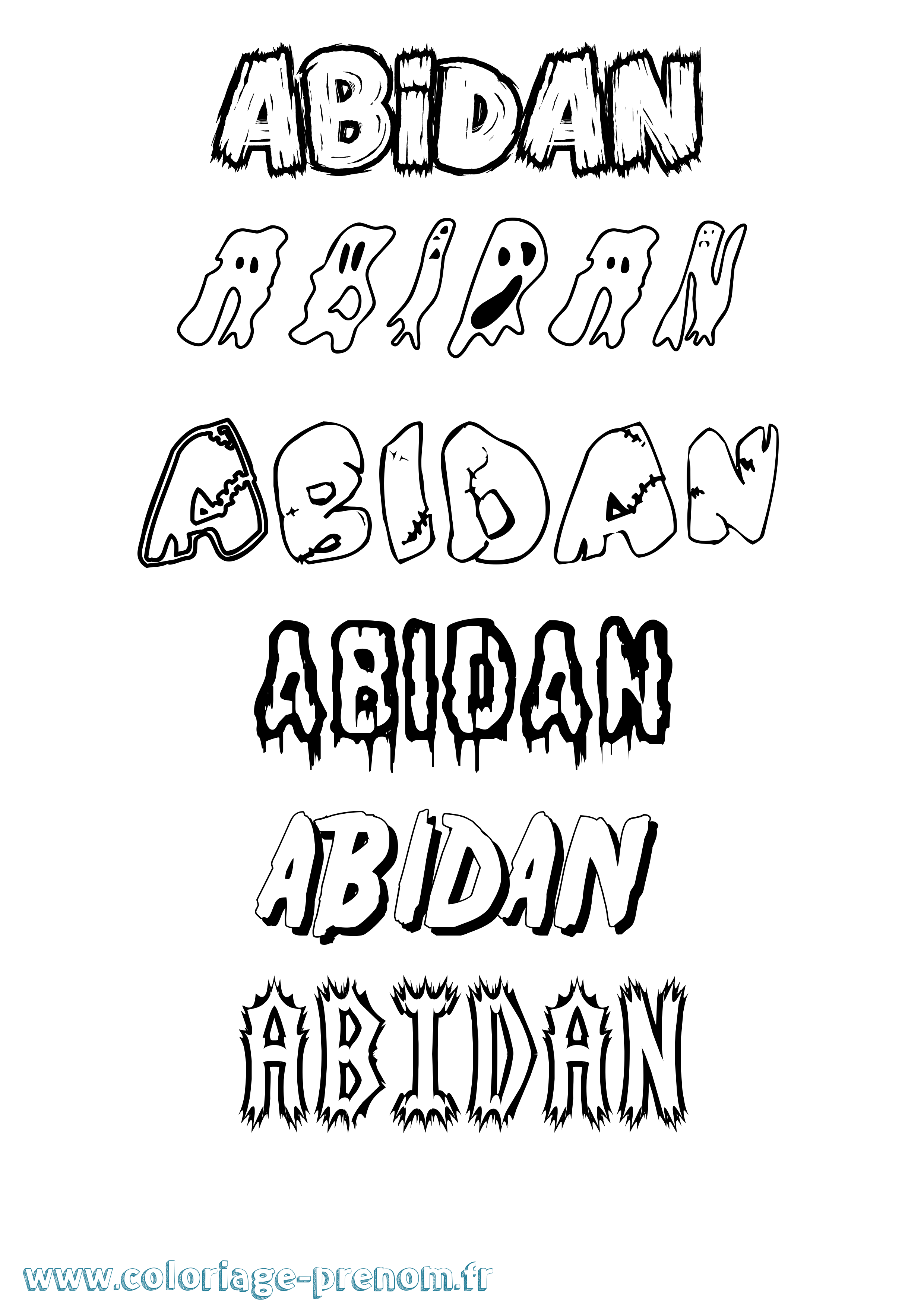 Coloriage prénom Abidan Frisson