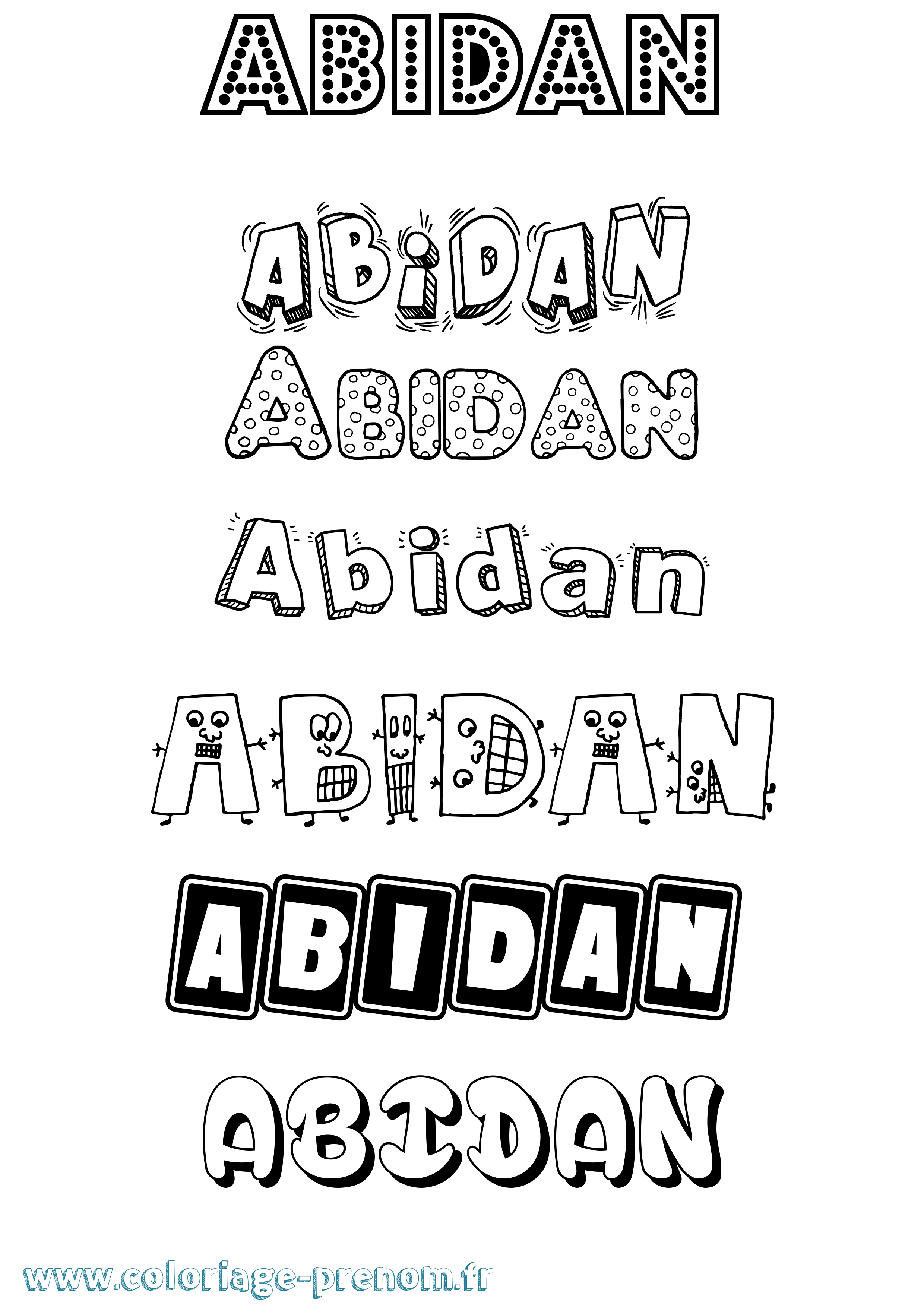 Coloriage prénom Abidan Fun