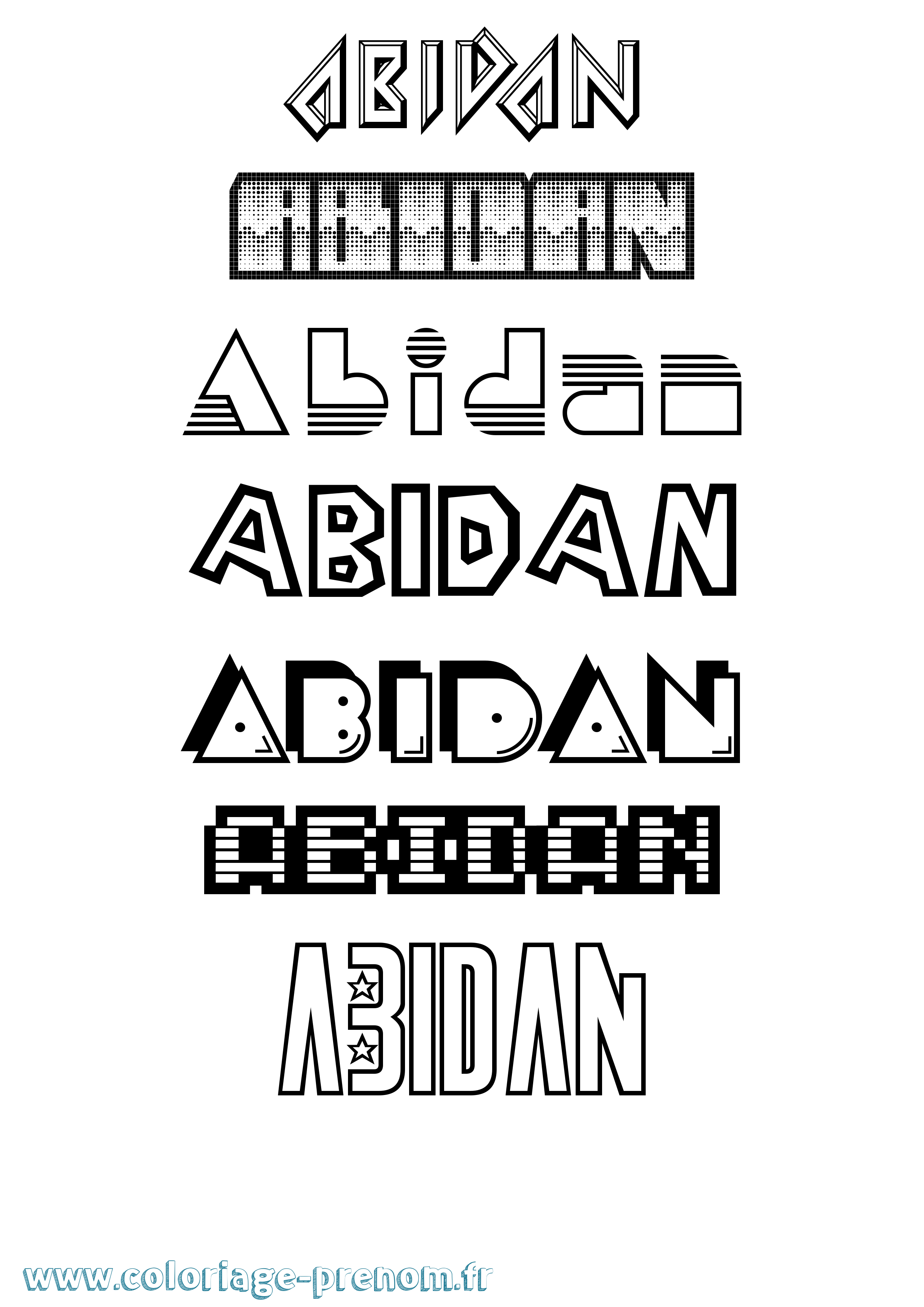 Coloriage prénom Abidan Jeux Vidéos