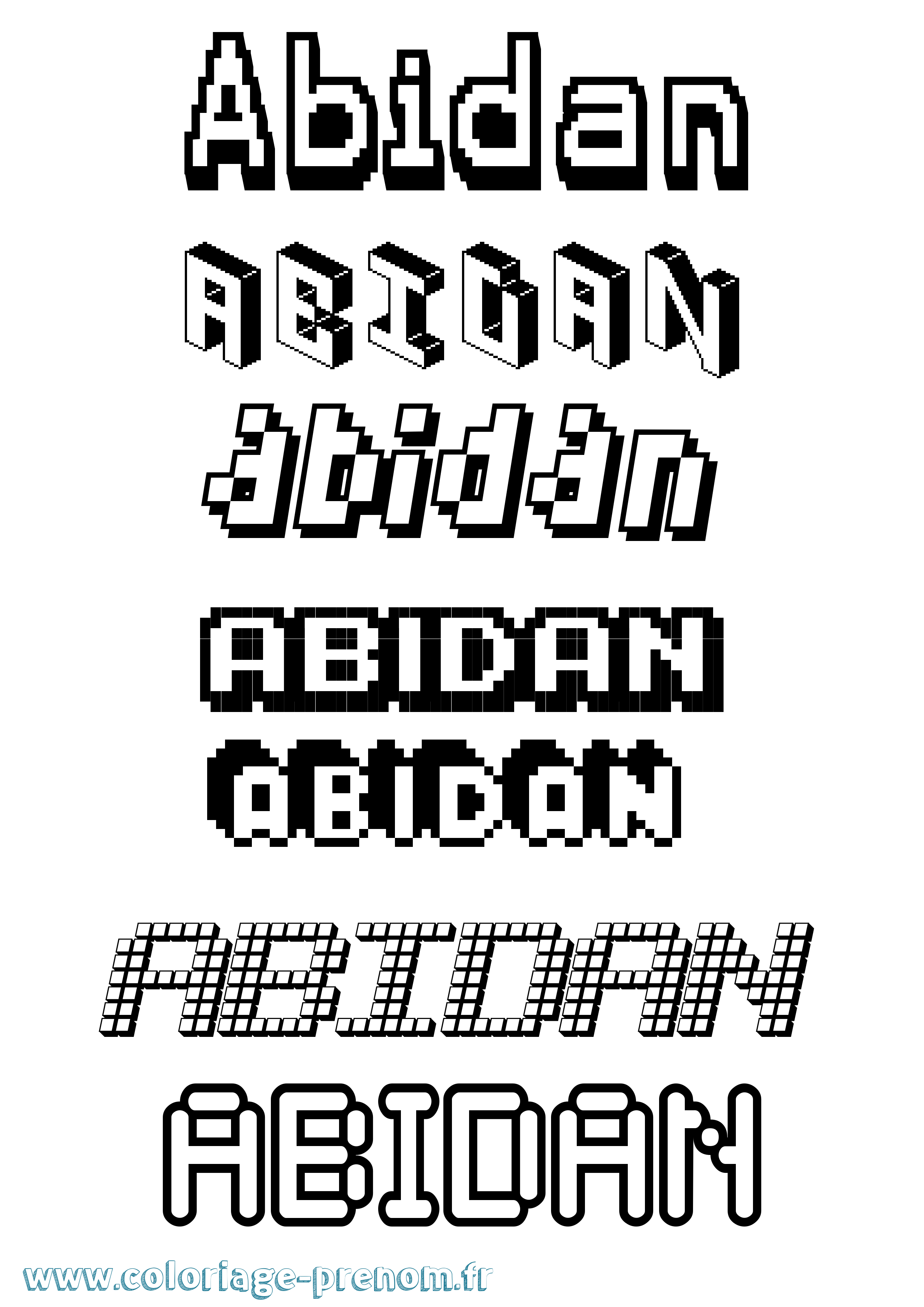 Coloriage prénom Abidan Pixel