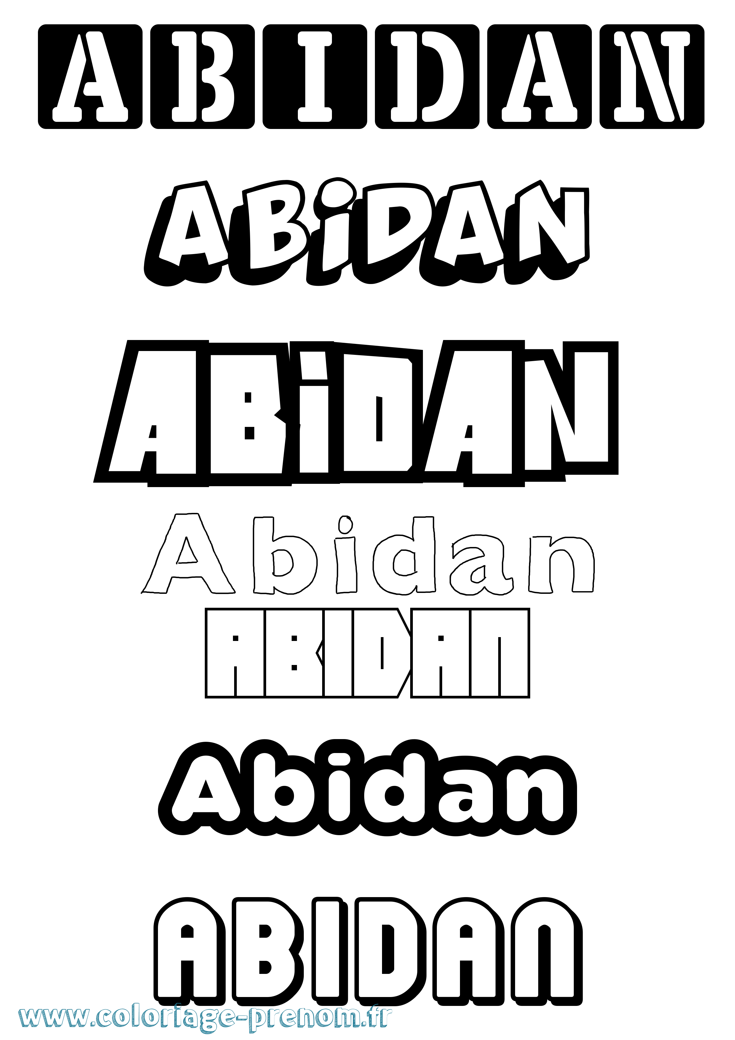 Coloriage prénom Abidan Simple