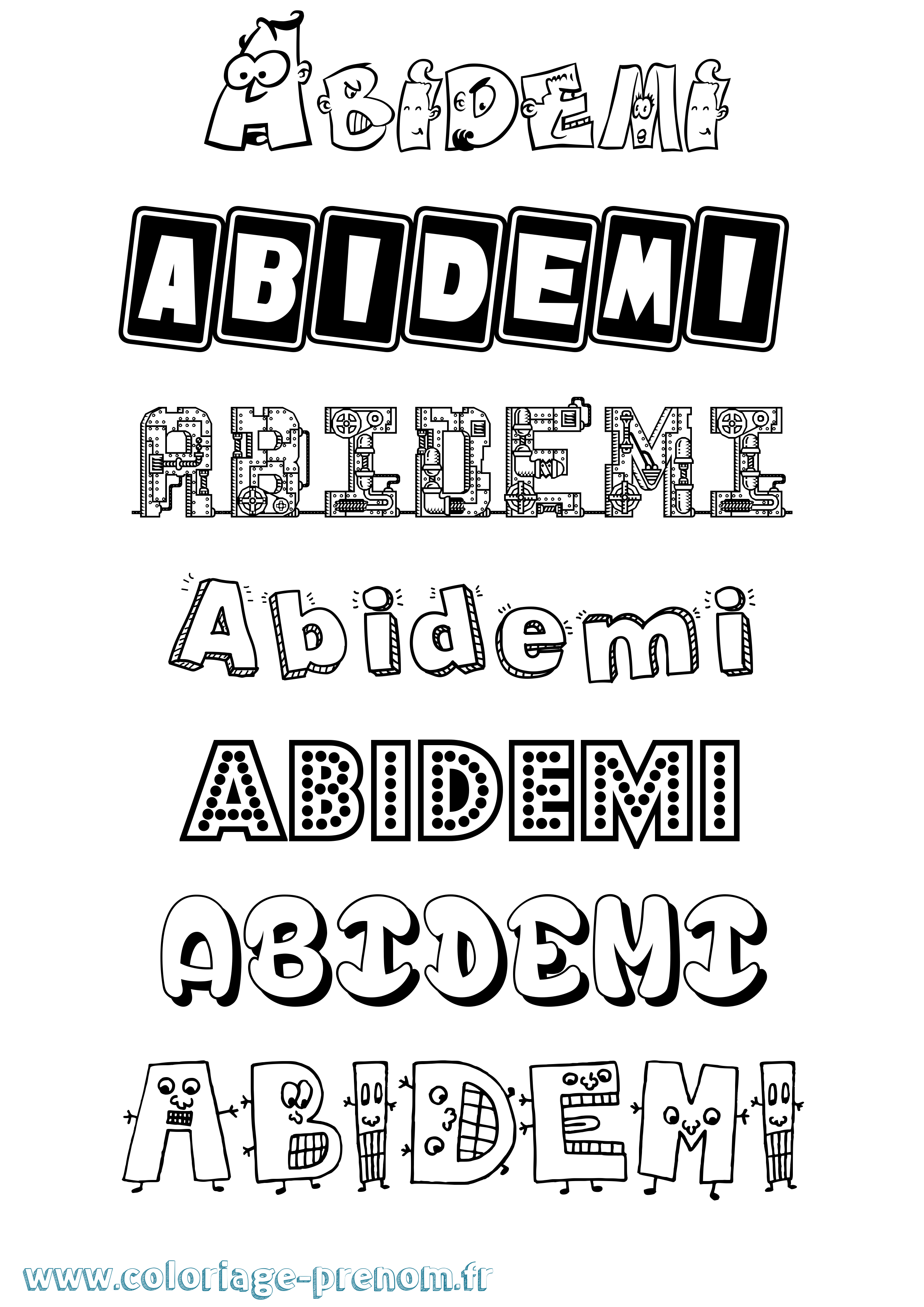 Coloriage prénom Abidemi Fun