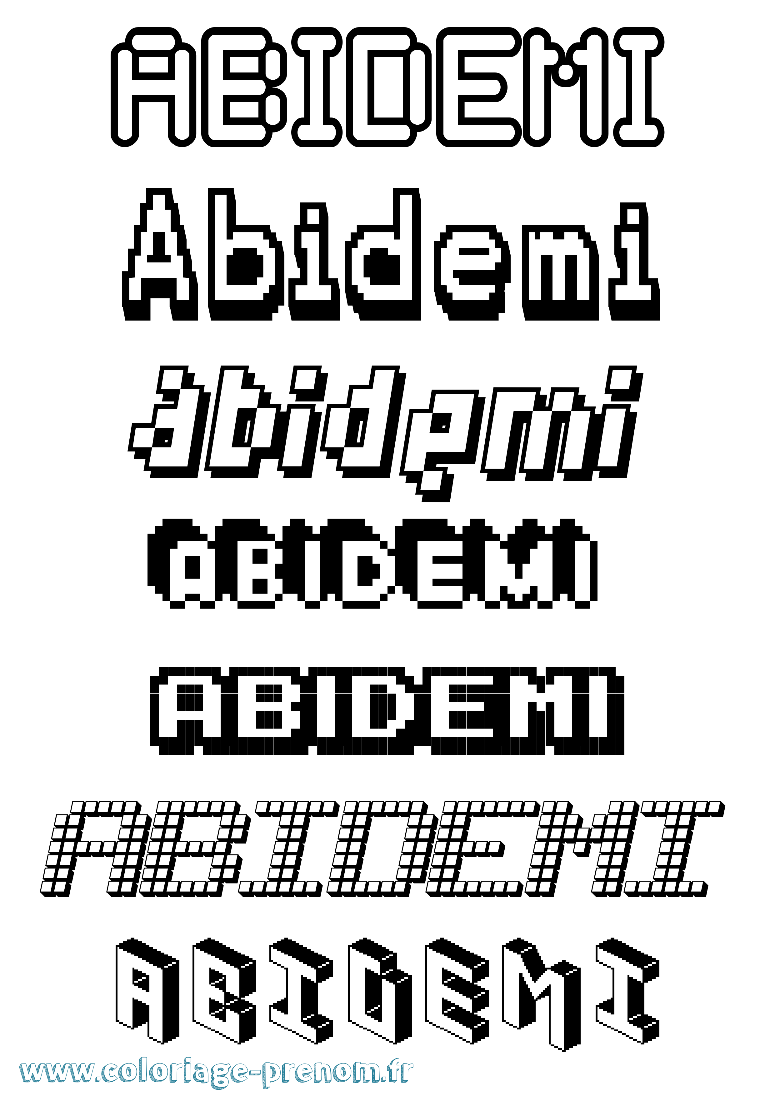 Coloriage prénom Abidemi Pixel