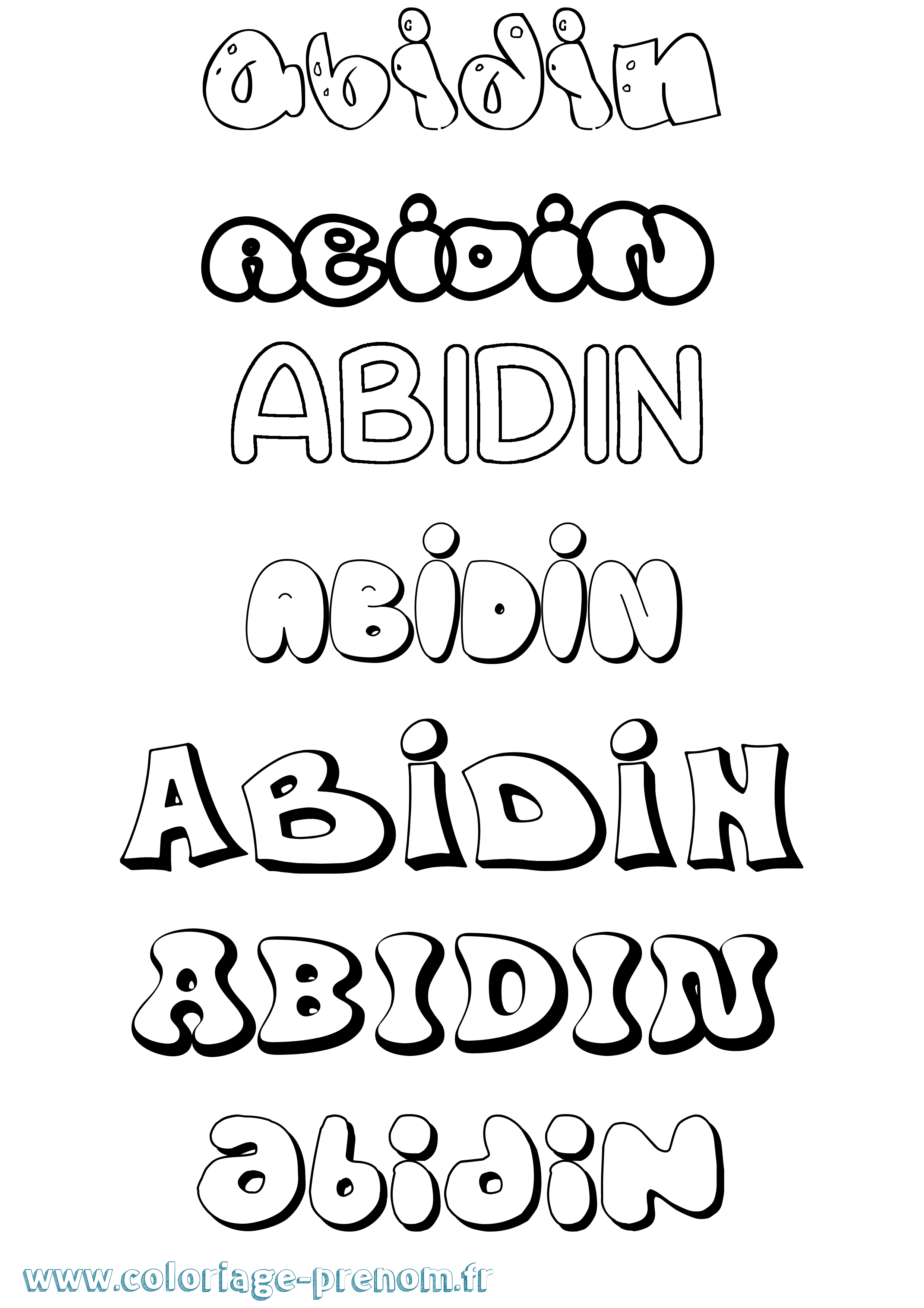 Coloriage prénom Abidin Bubble