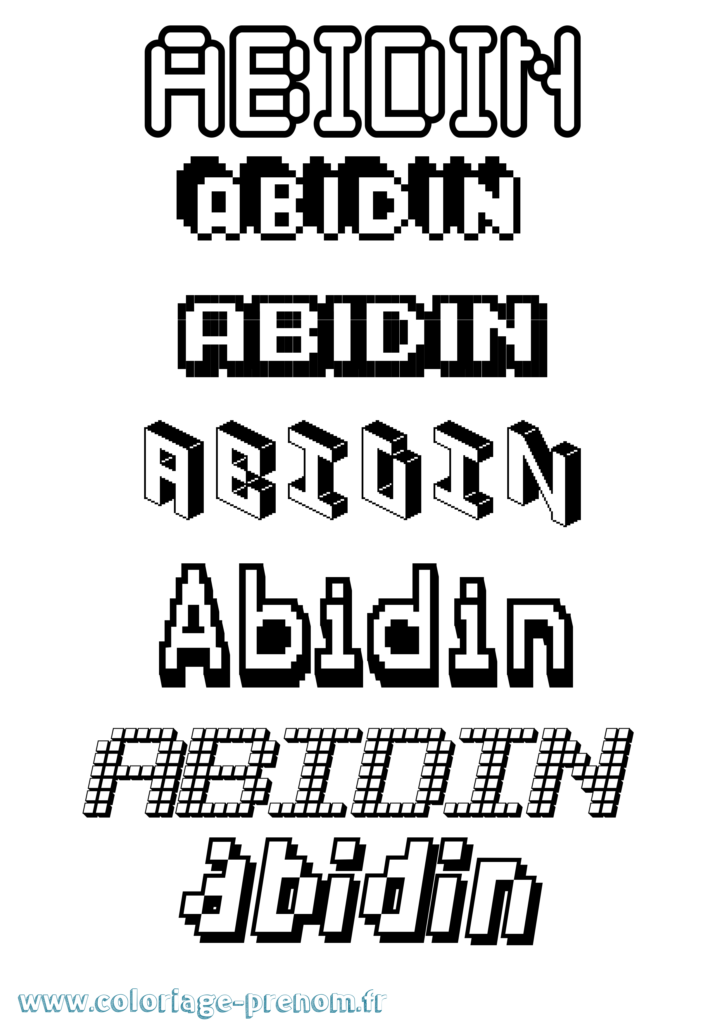 Coloriage prénom Abidin Pixel