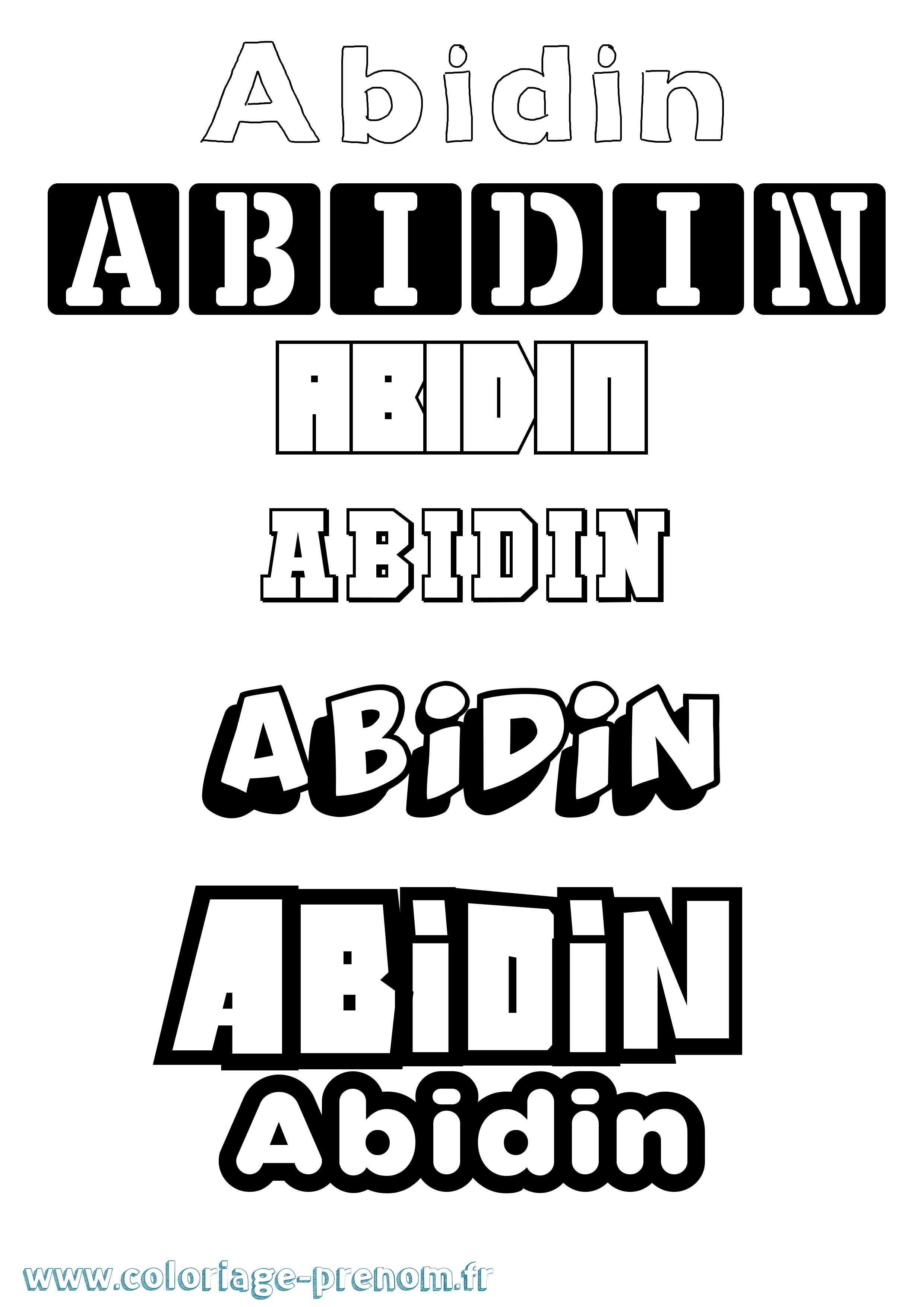 Coloriage prénom Abidin Simple
