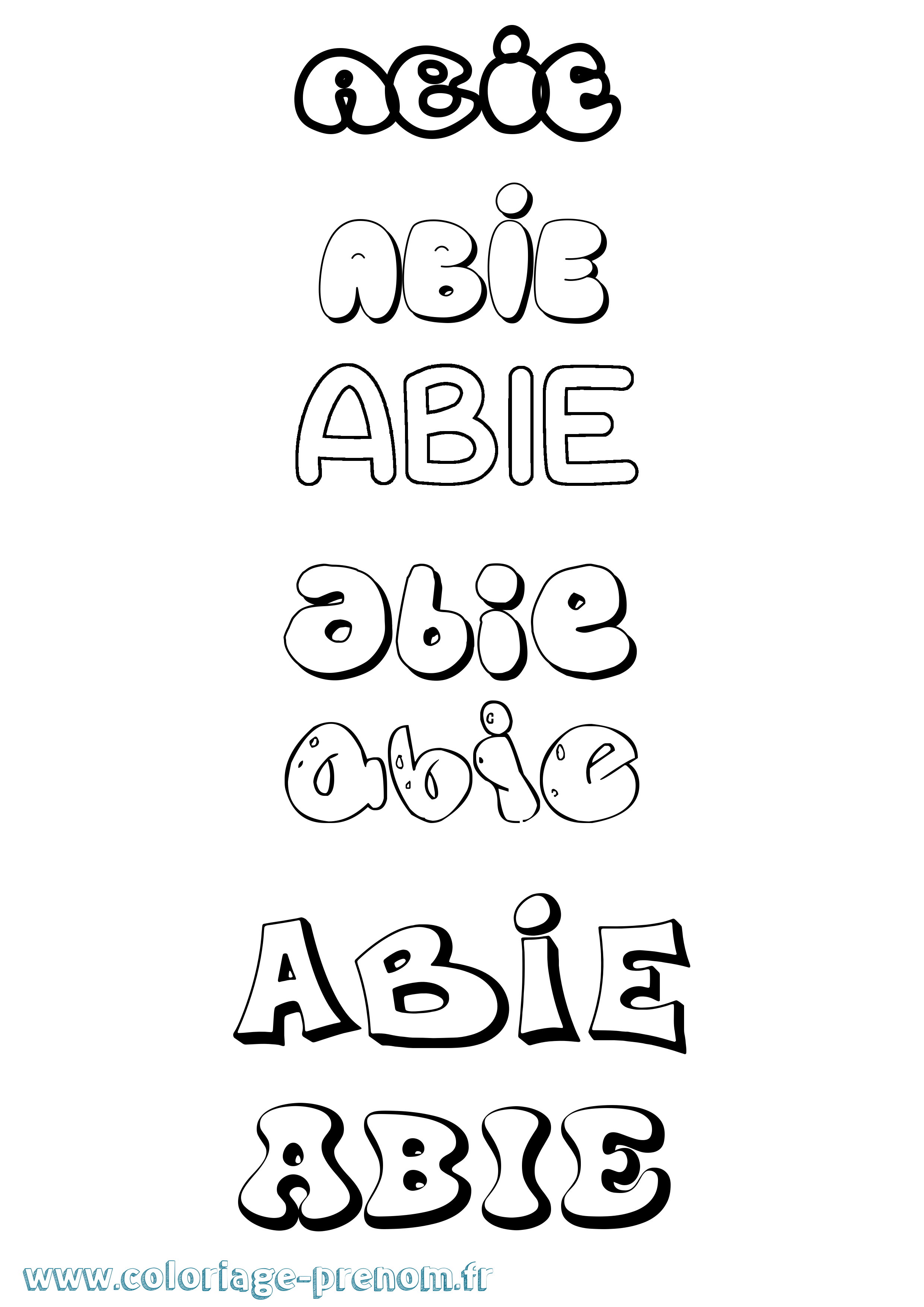 Coloriage prénom Abie Bubble