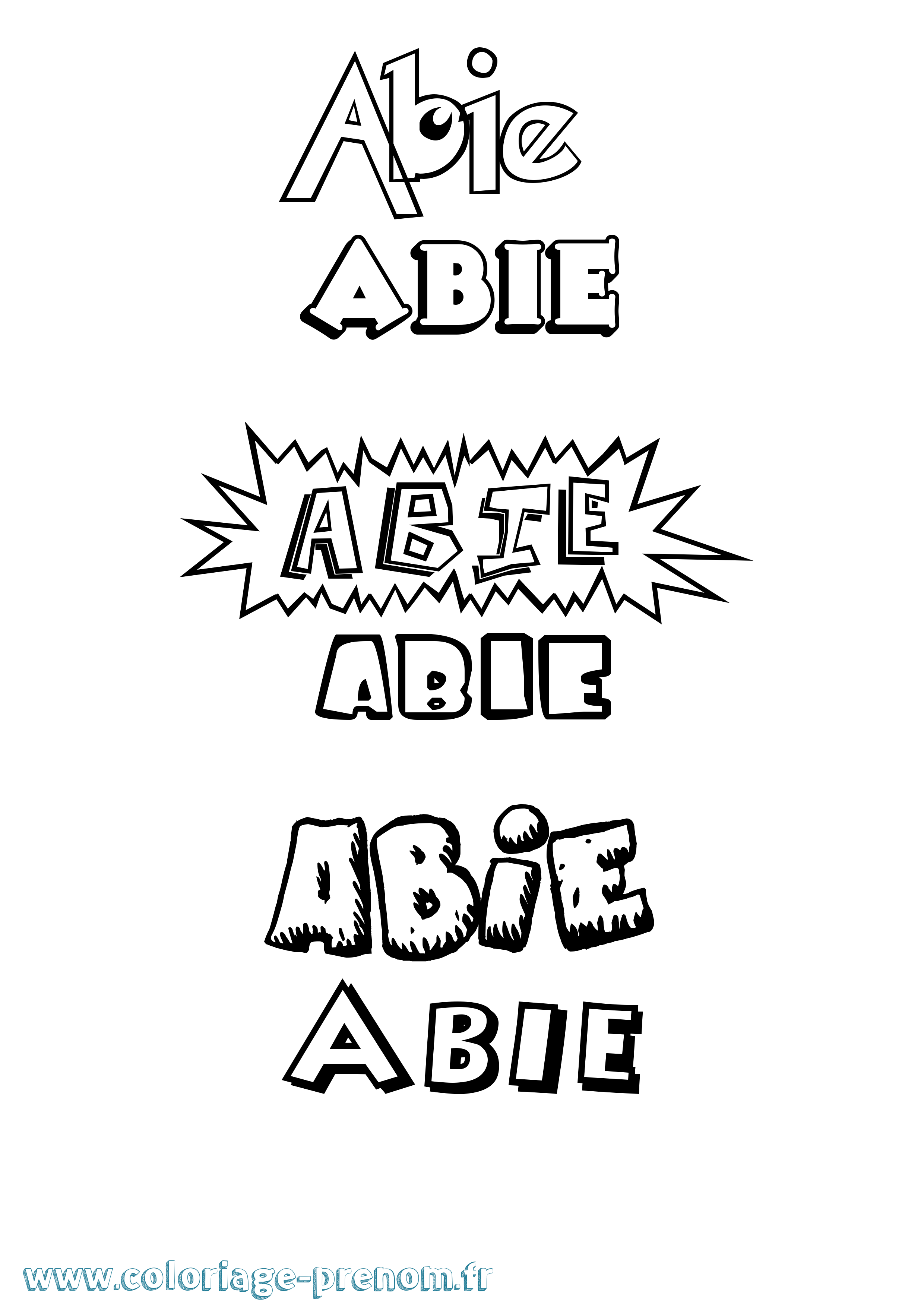 Coloriage prénom Abie Dessin Animé