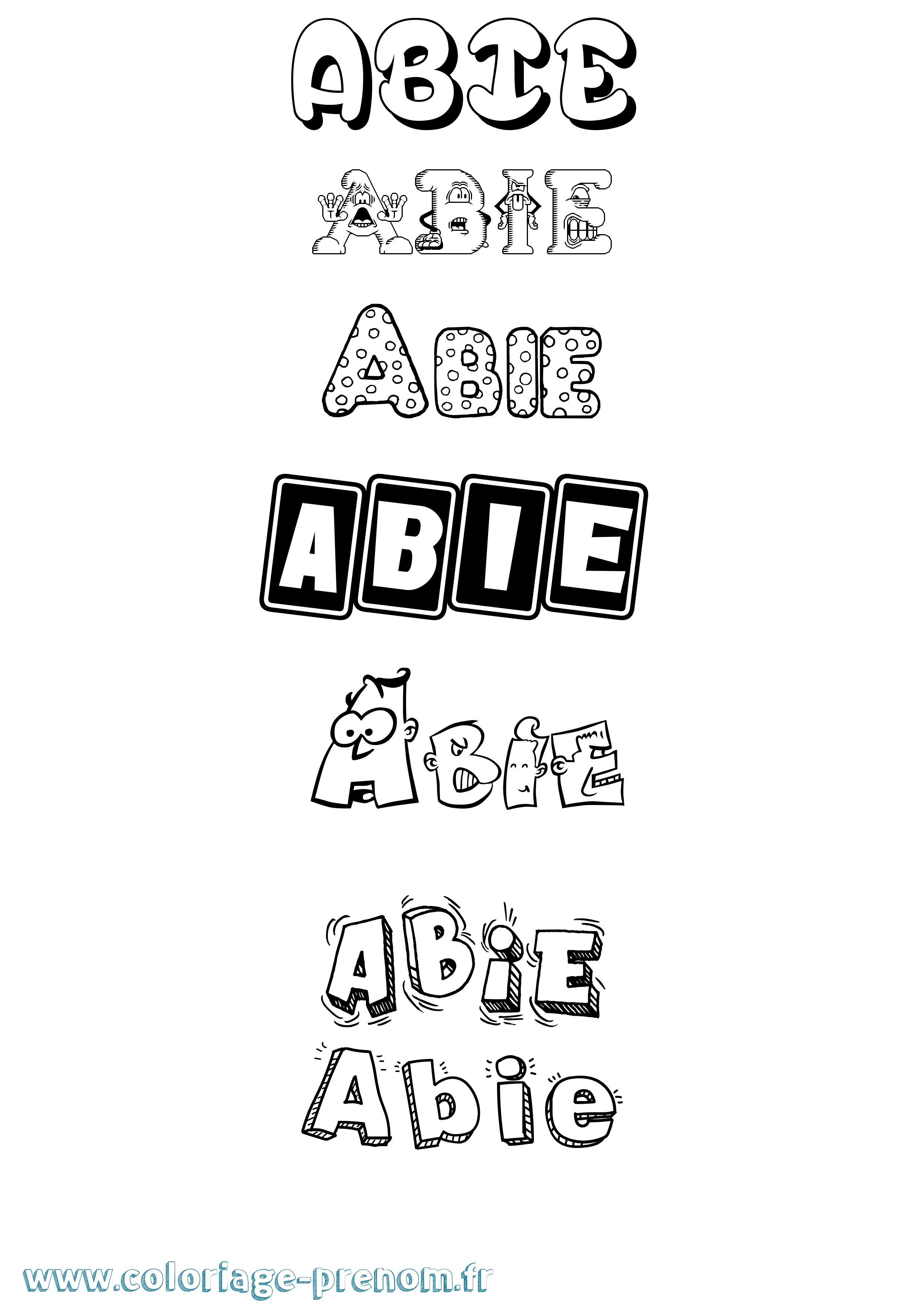 Coloriage prénom Abie Fun