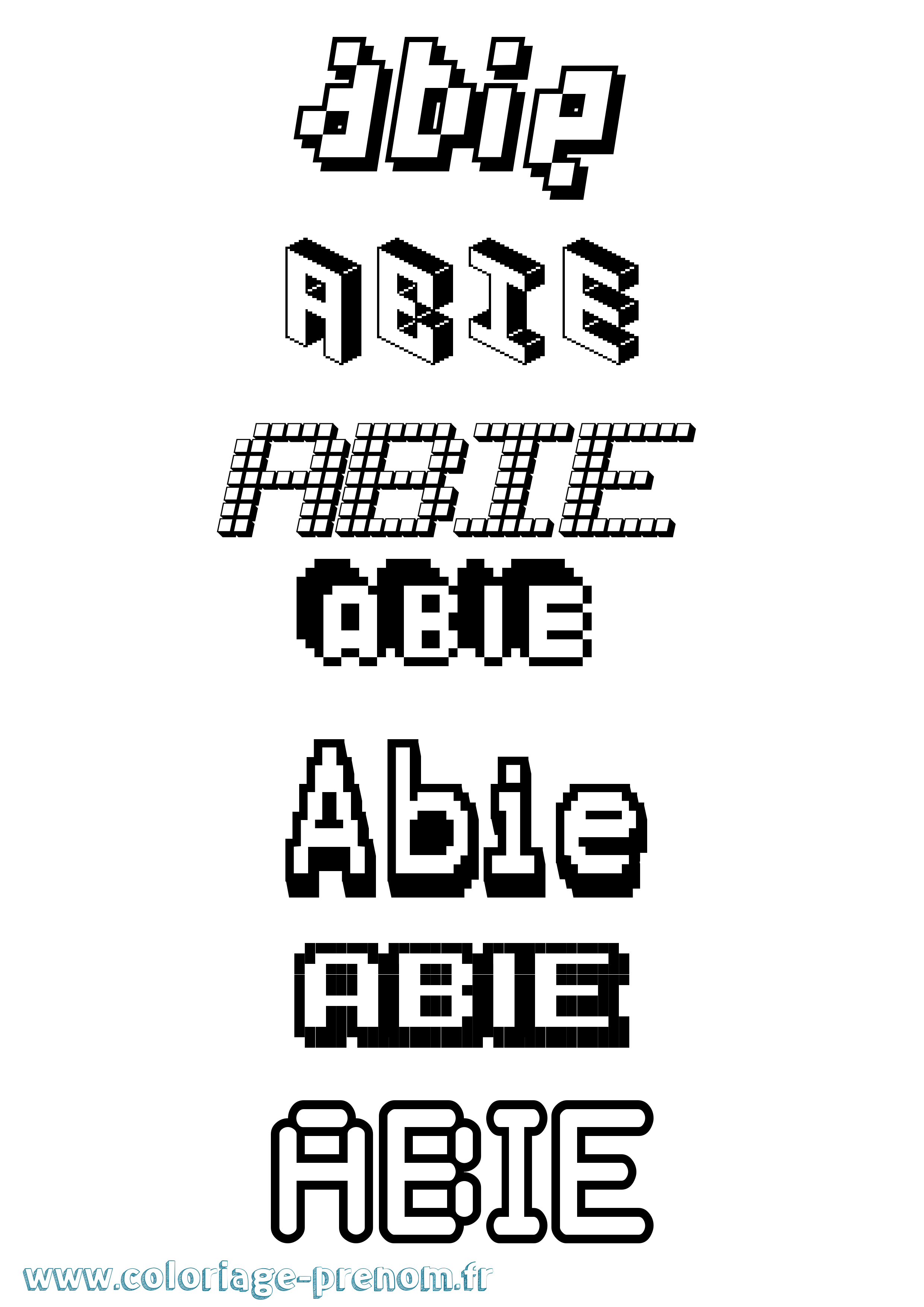 Coloriage prénom Abie Pixel
