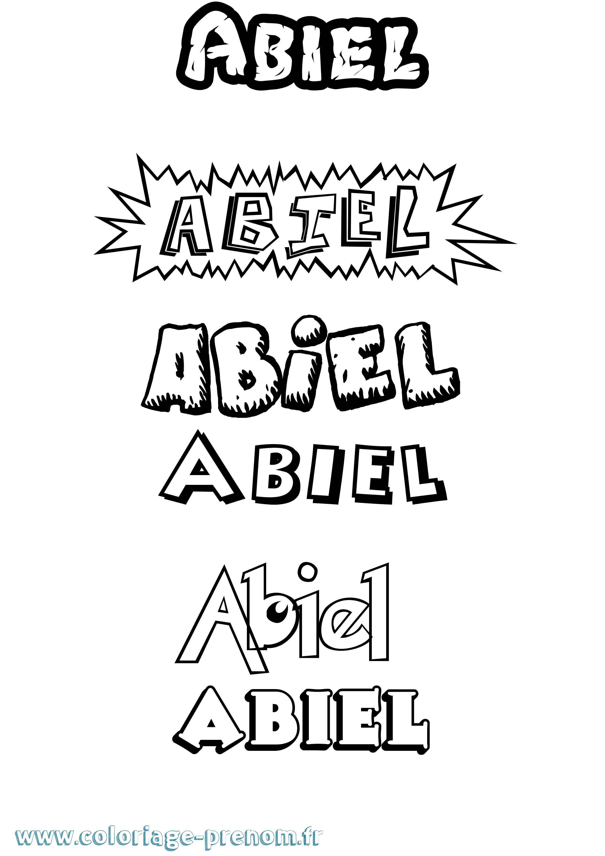 Coloriage prénom Abiel Dessin Animé