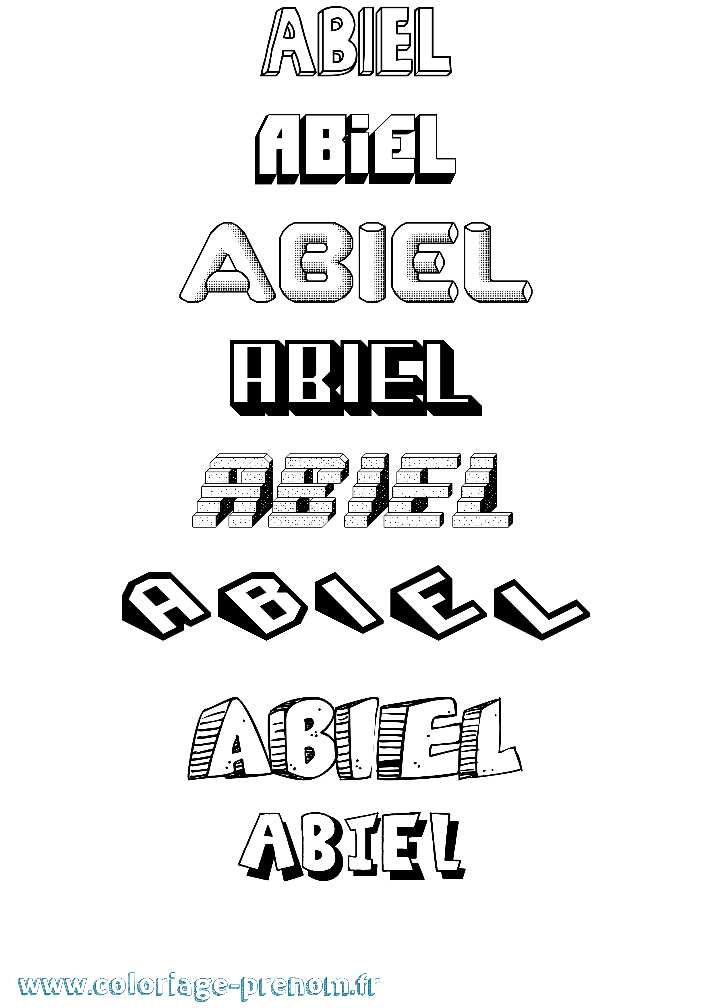 Coloriage prénom Abiel Effet 3D
