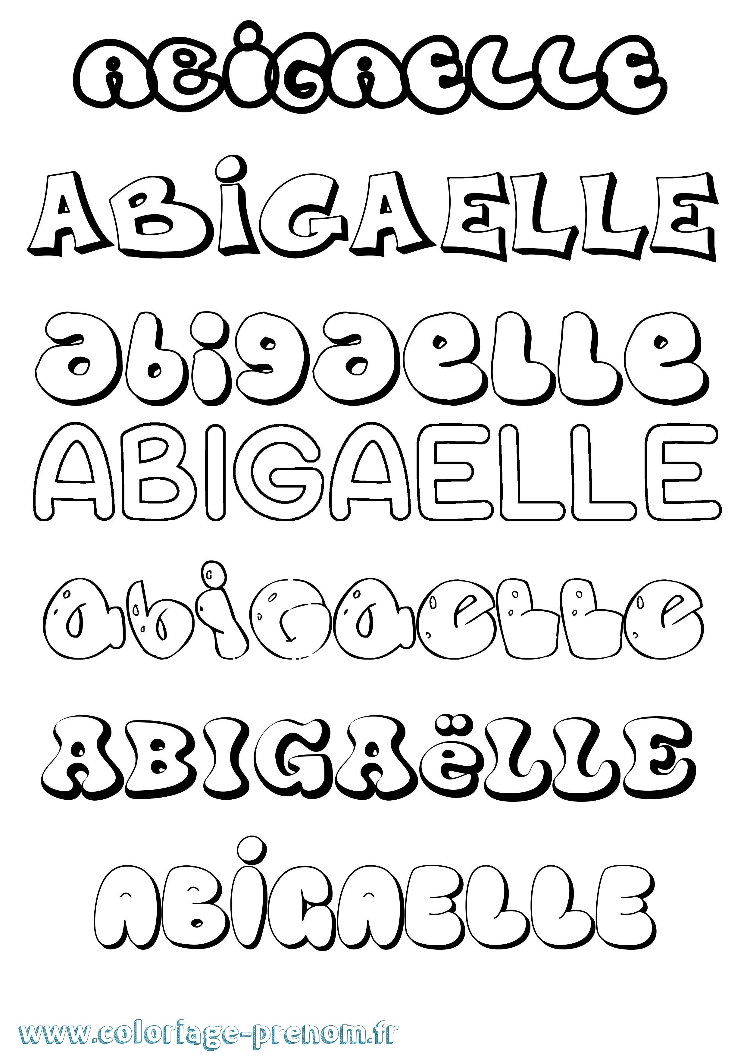 Coloriage prénom Abigaëlle Bubble