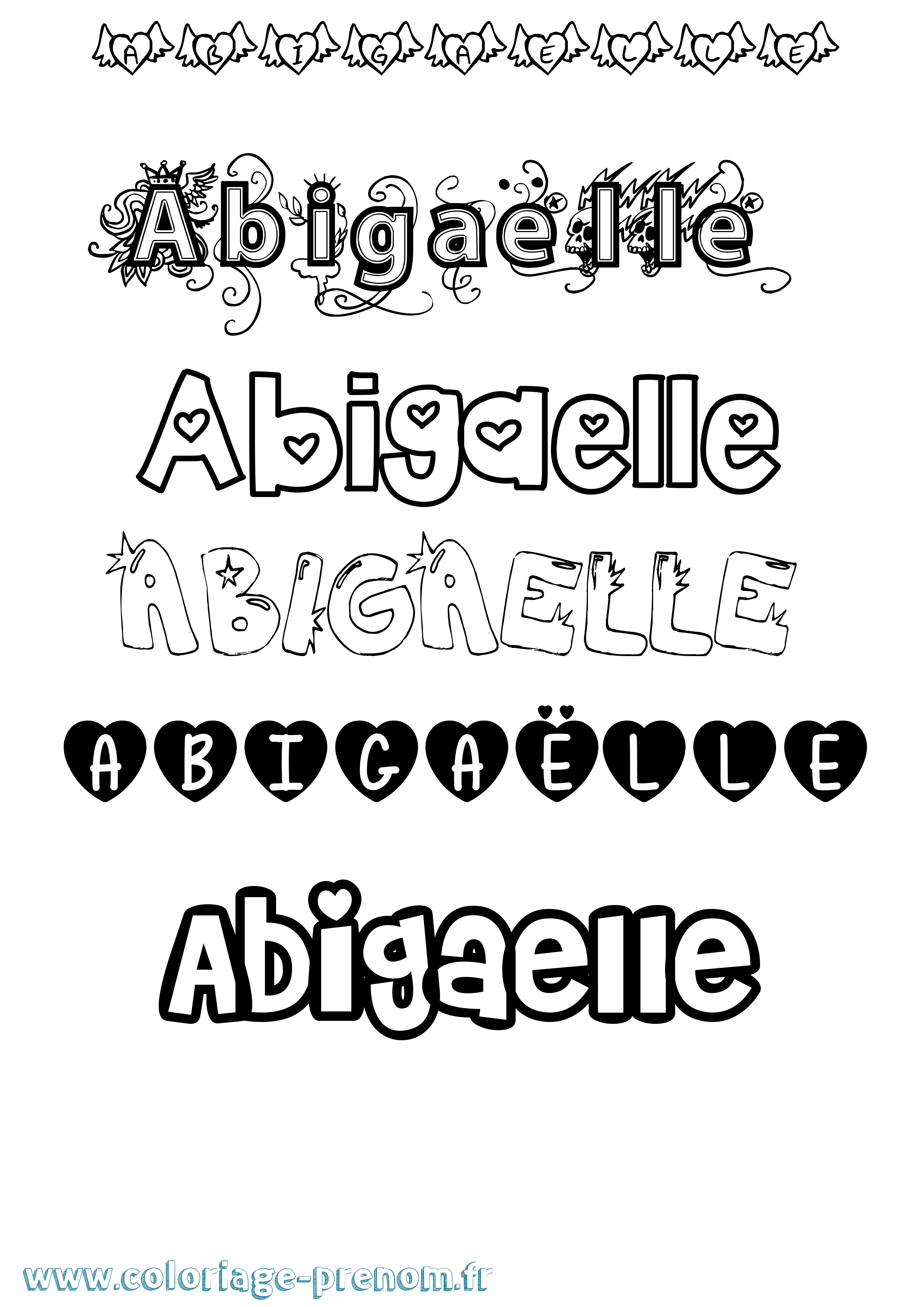 Coloriage prénom Abigaëlle Girly
