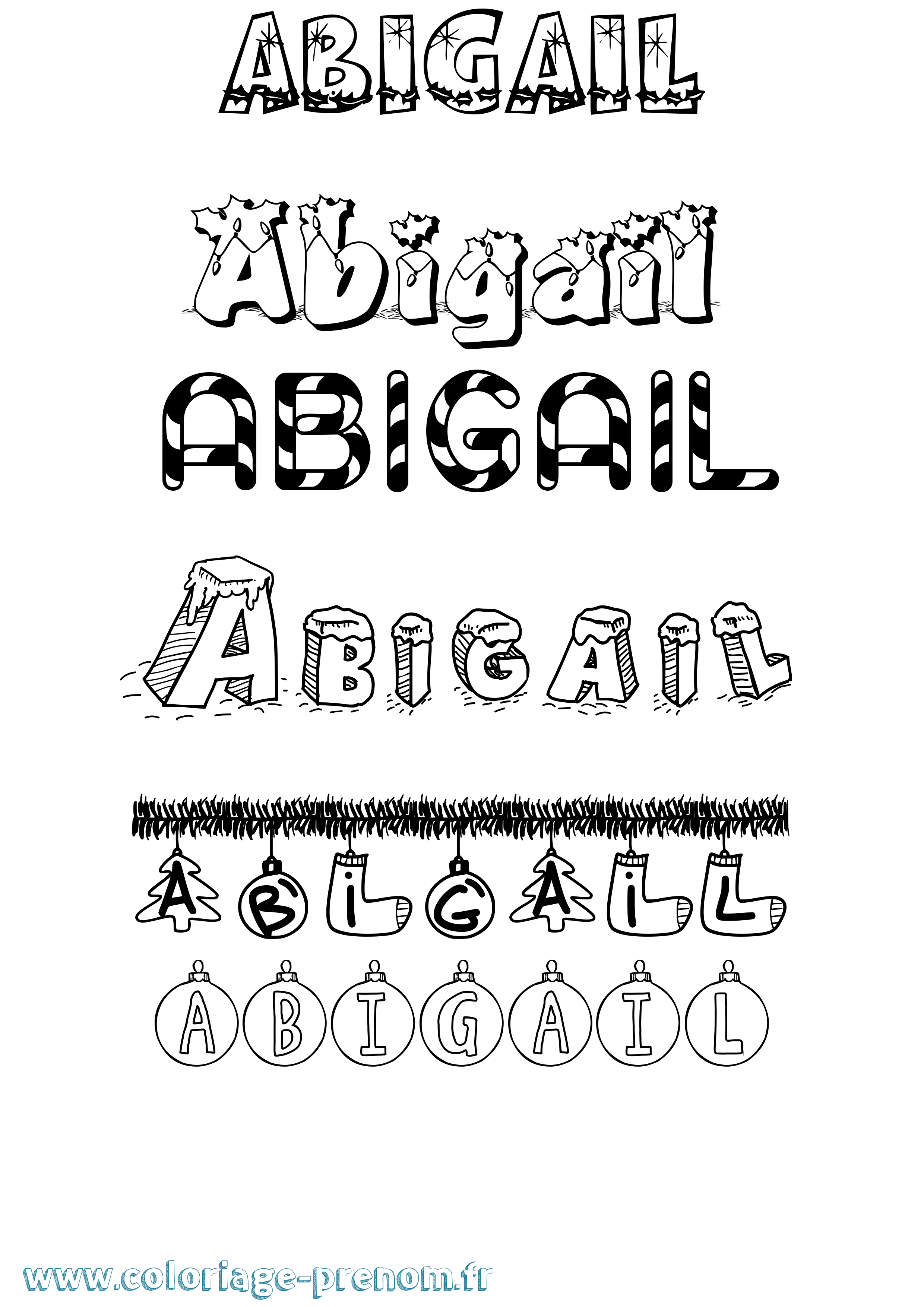 Coloriage Abigail Noël Coloriage prénom Abigail Noël