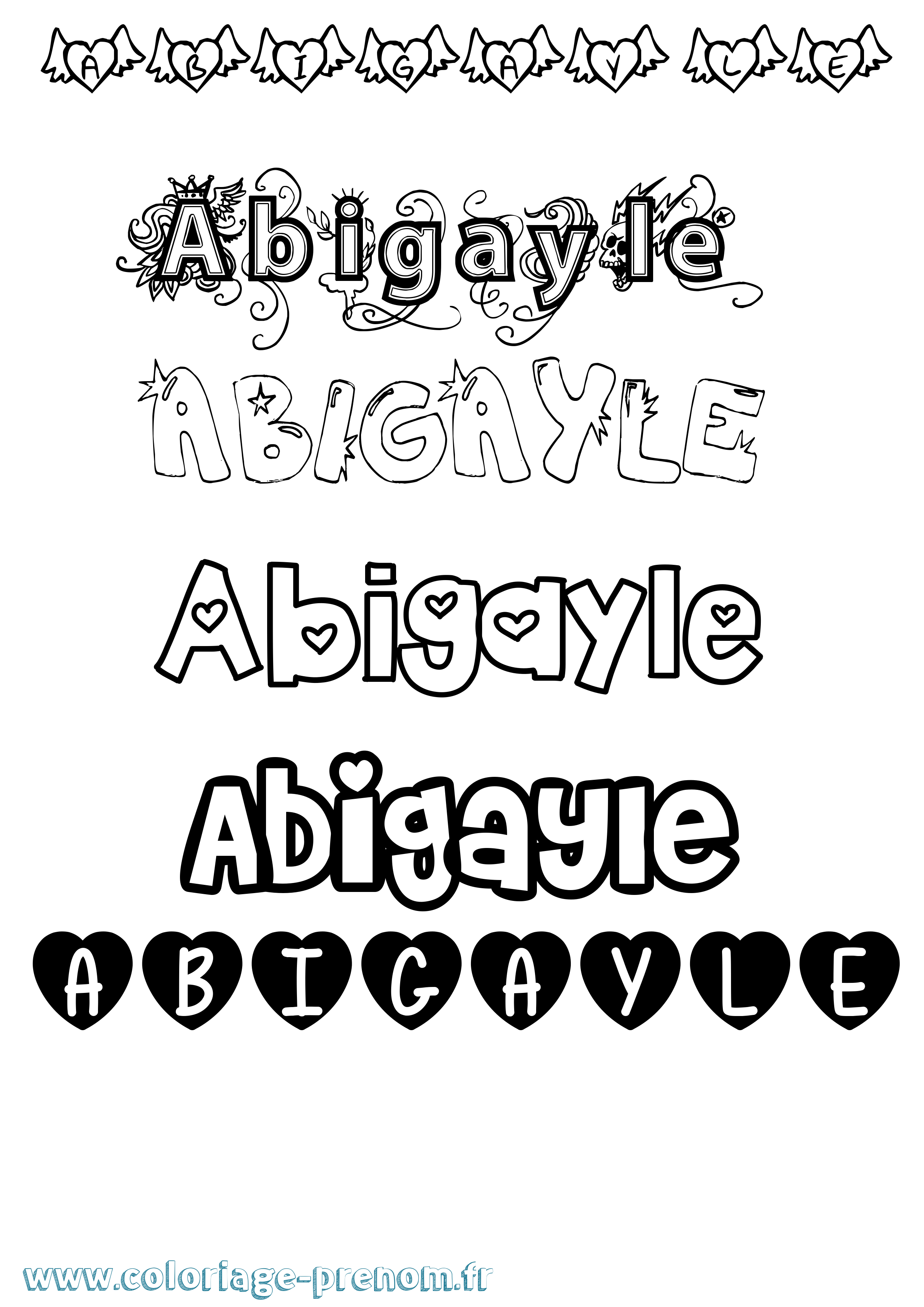 Coloriage prénom Abigayle Girly