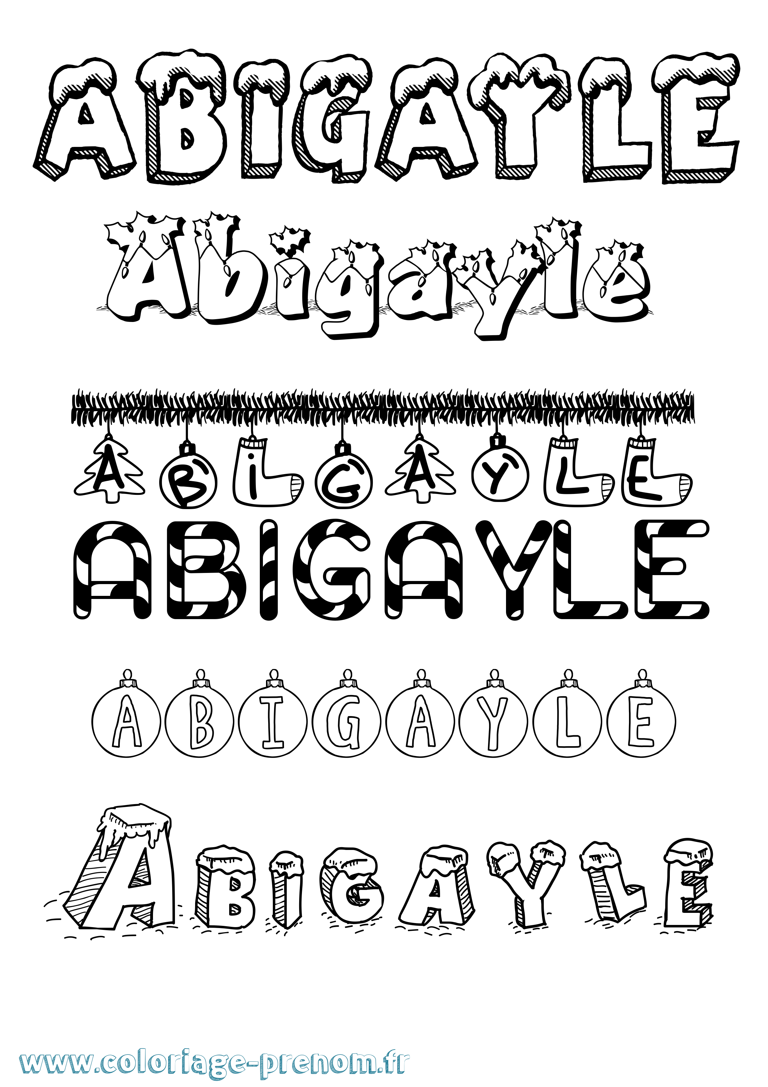Coloriage prénom Abigayle Noël