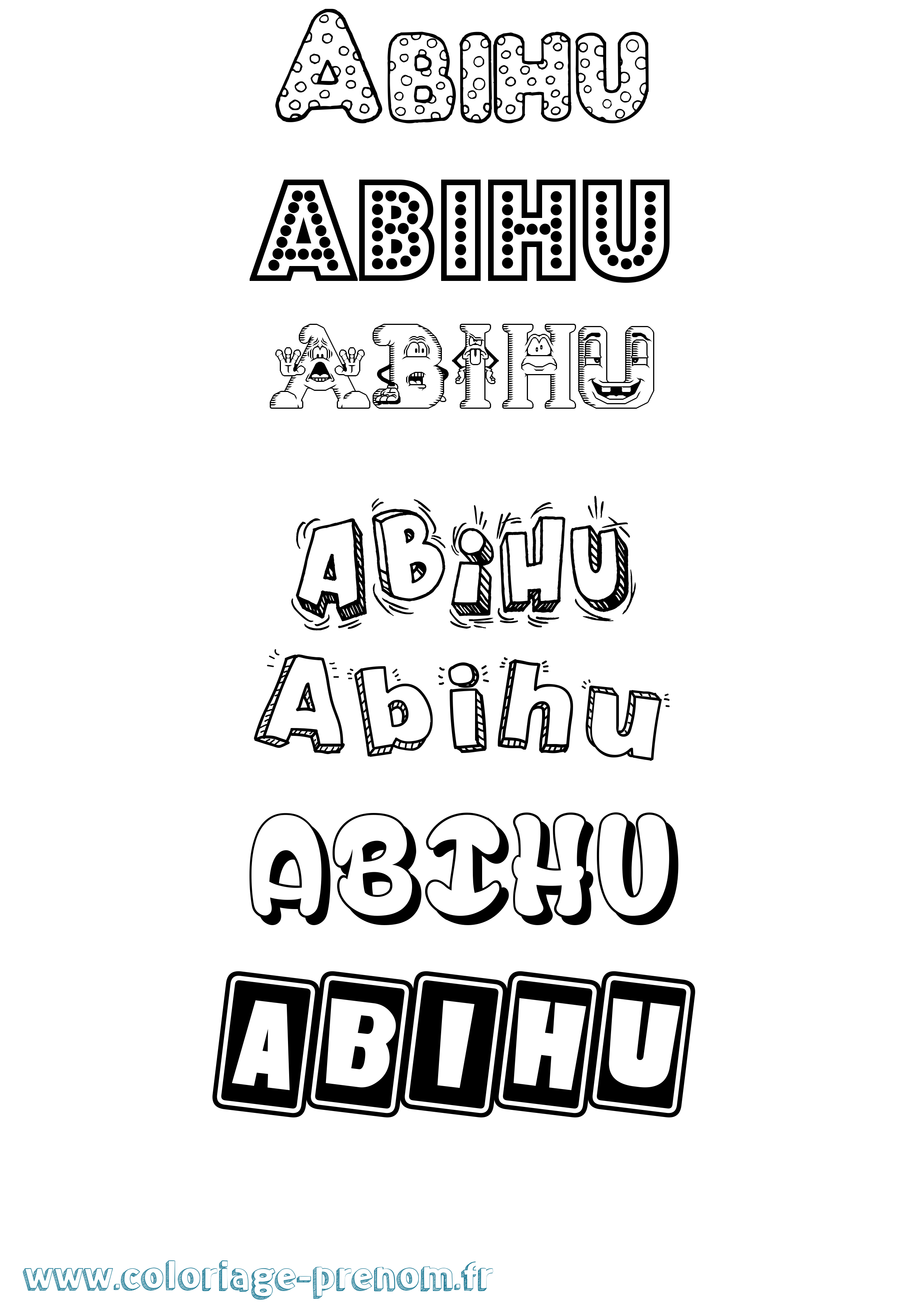 Coloriage prénom Abihu Fun