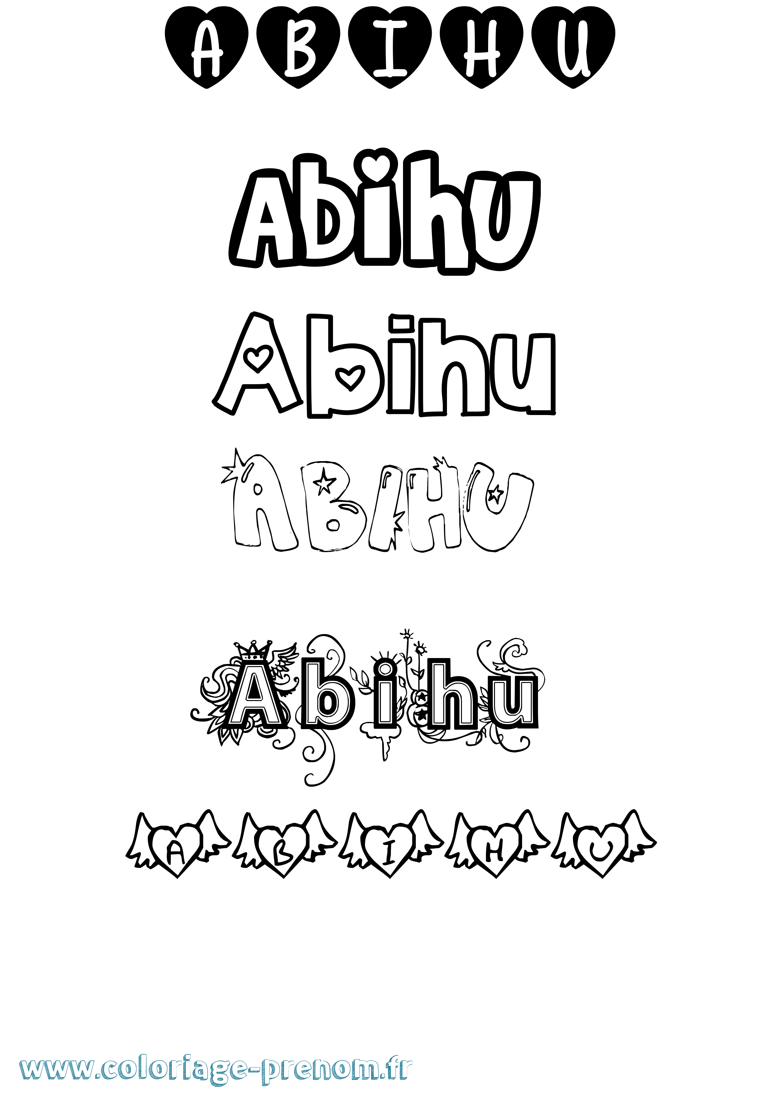 Coloriage prénom Abihu Girly