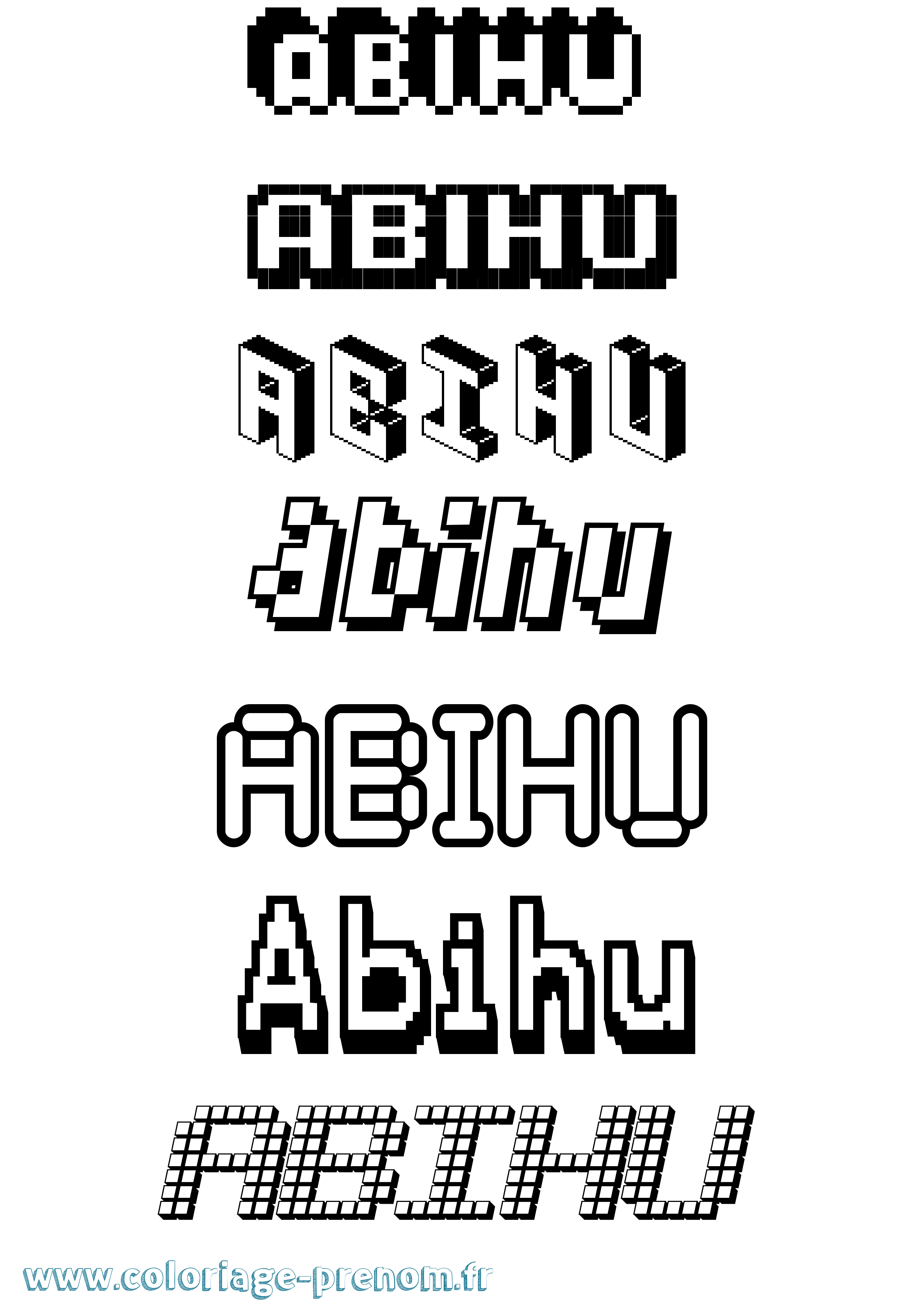 Coloriage prénom Abihu Pixel