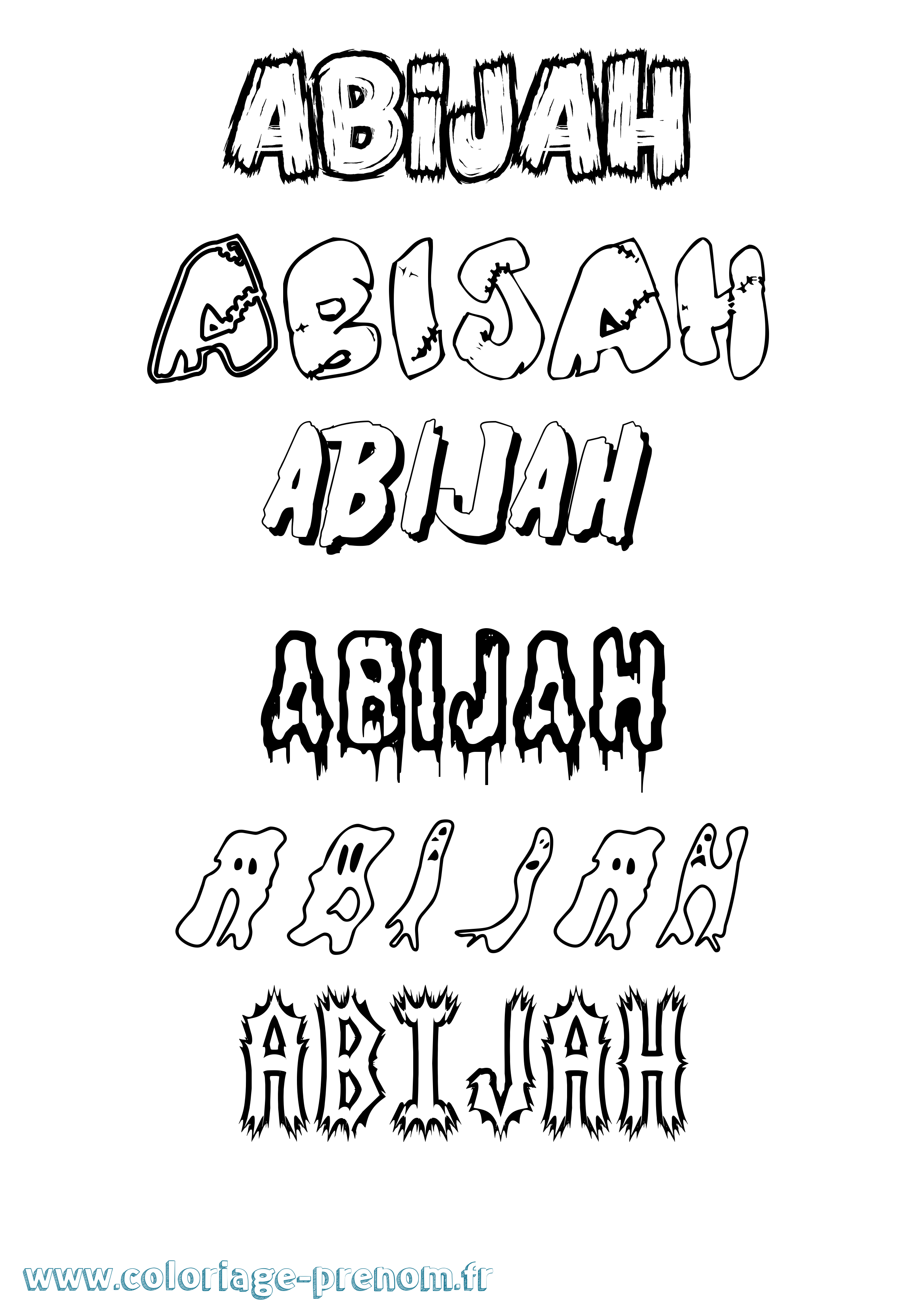 Coloriage prénom Abijah Frisson