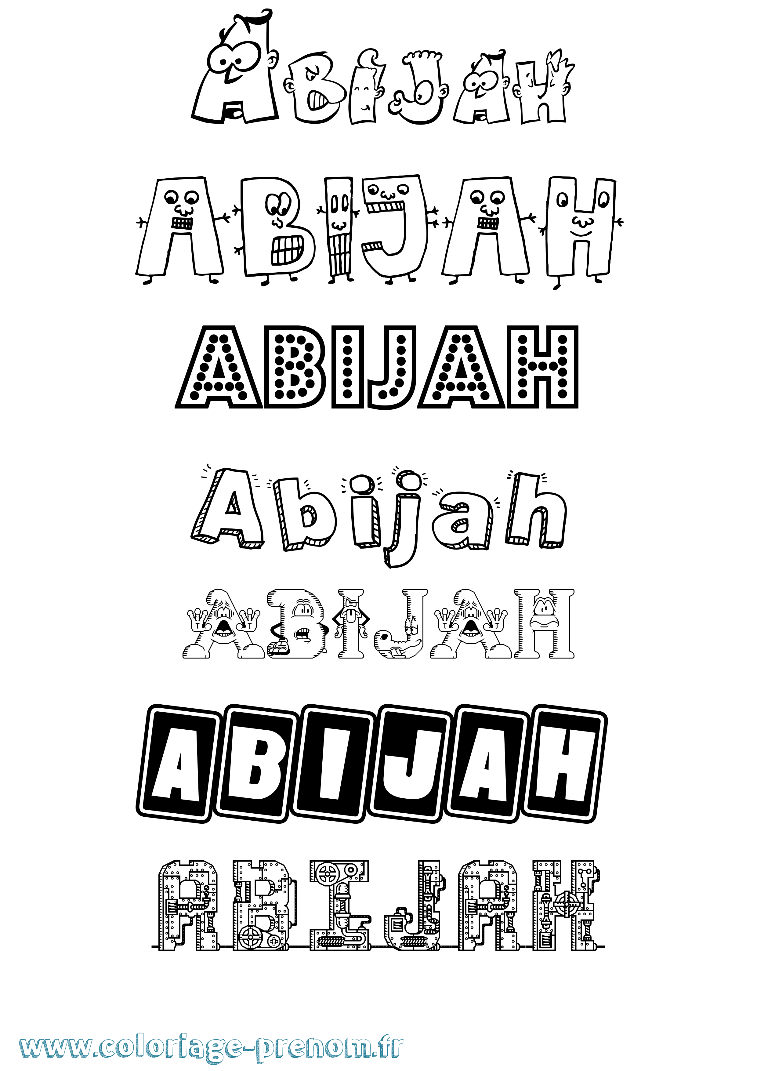 Coloriage prénom Abijah Fun